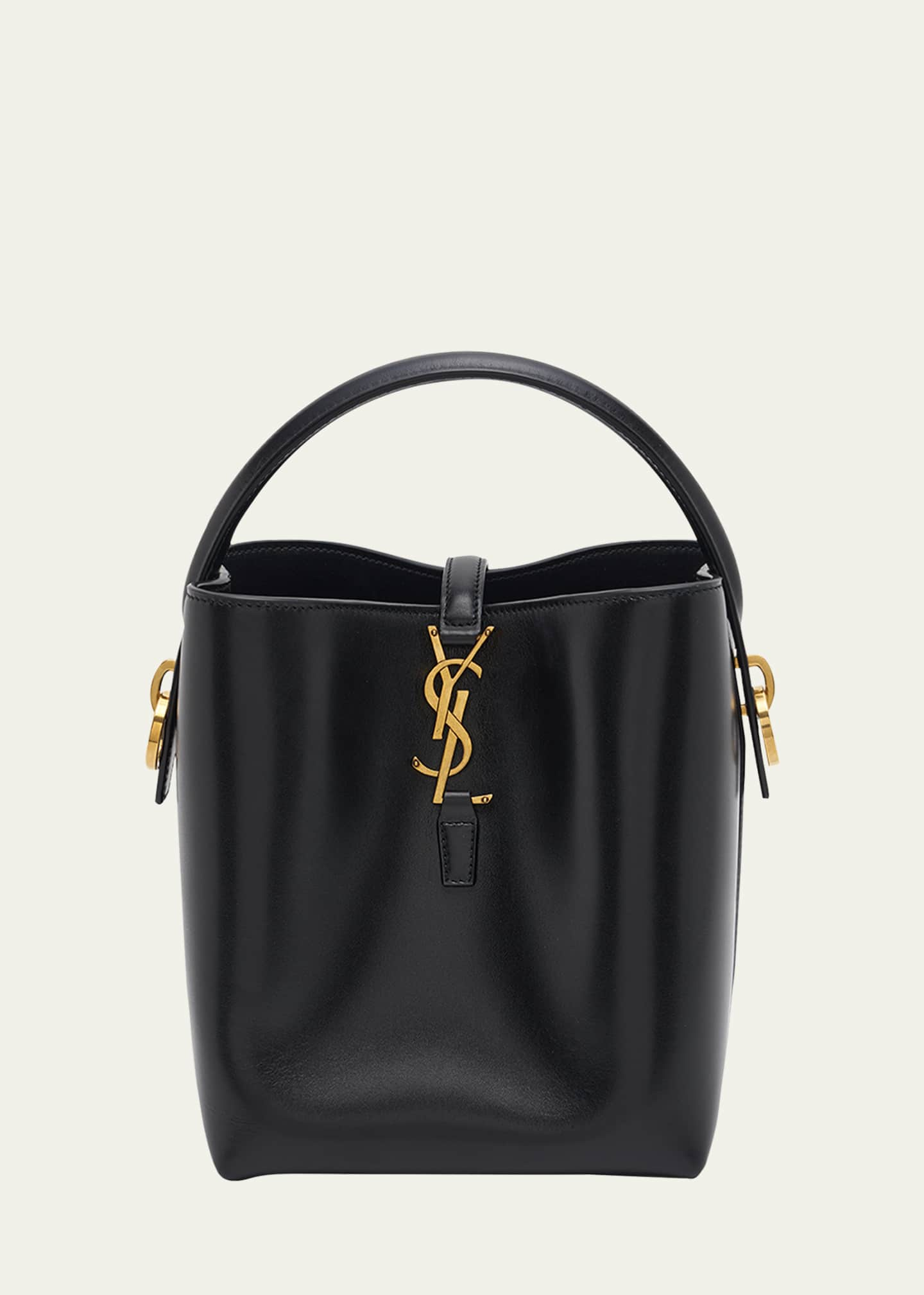 Saint Laurent Le 37 Mini Leather Bucket Bag in Black