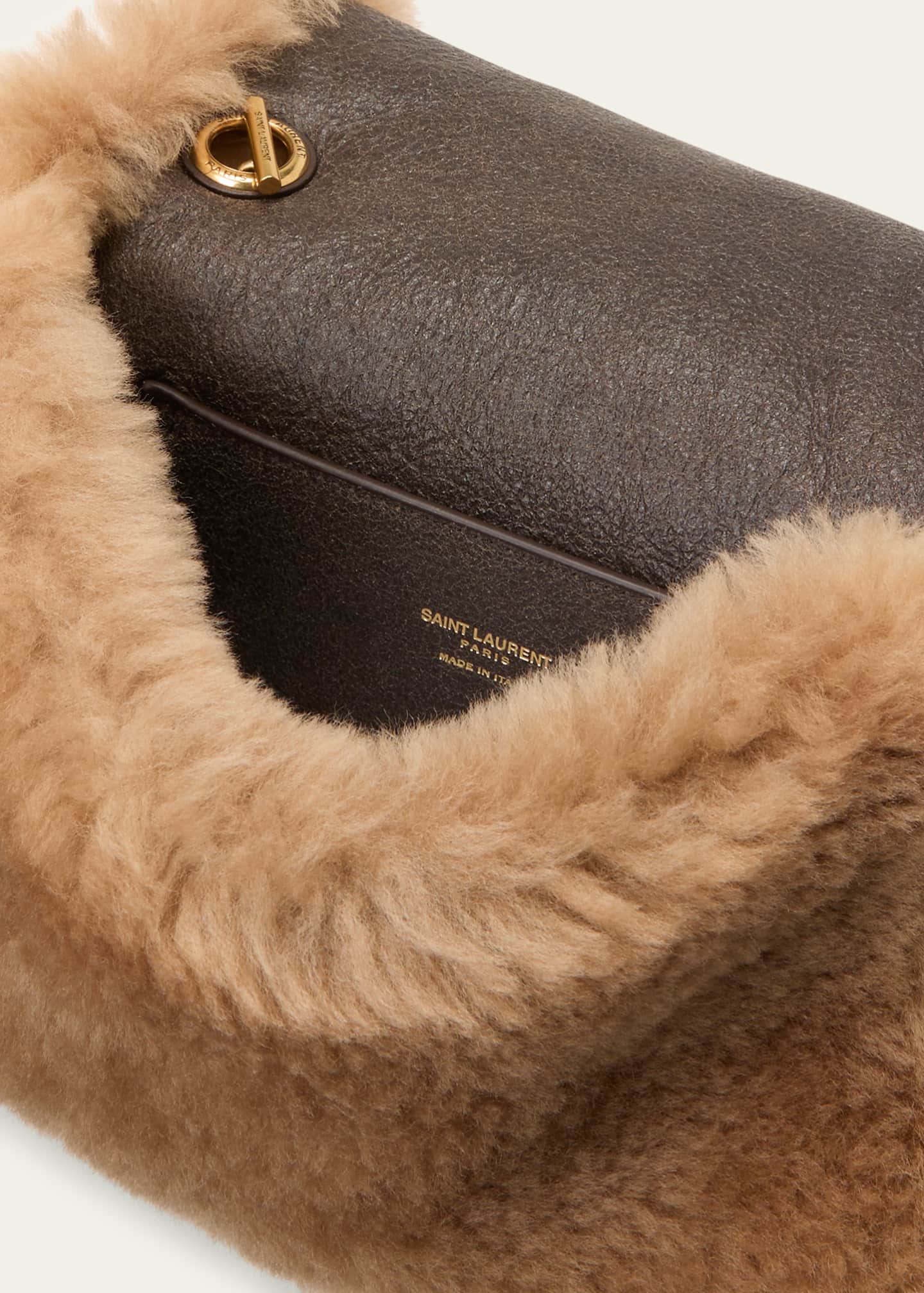 Kate Small Shearling Shoulder Bag in Brown - Saint Laurent