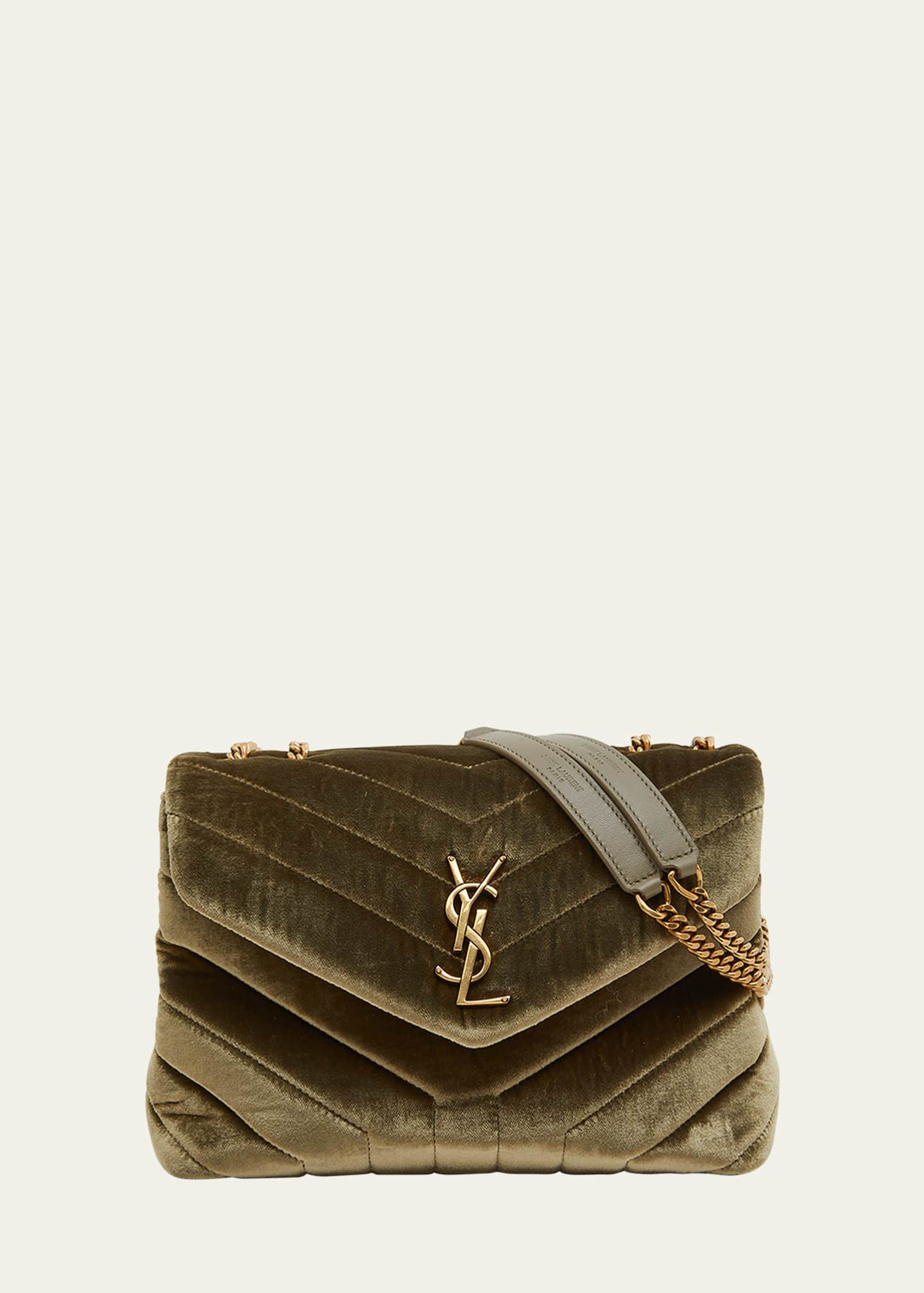 Saint Laurent Loulou Small Quilted Velour Chain Shoulder Bag