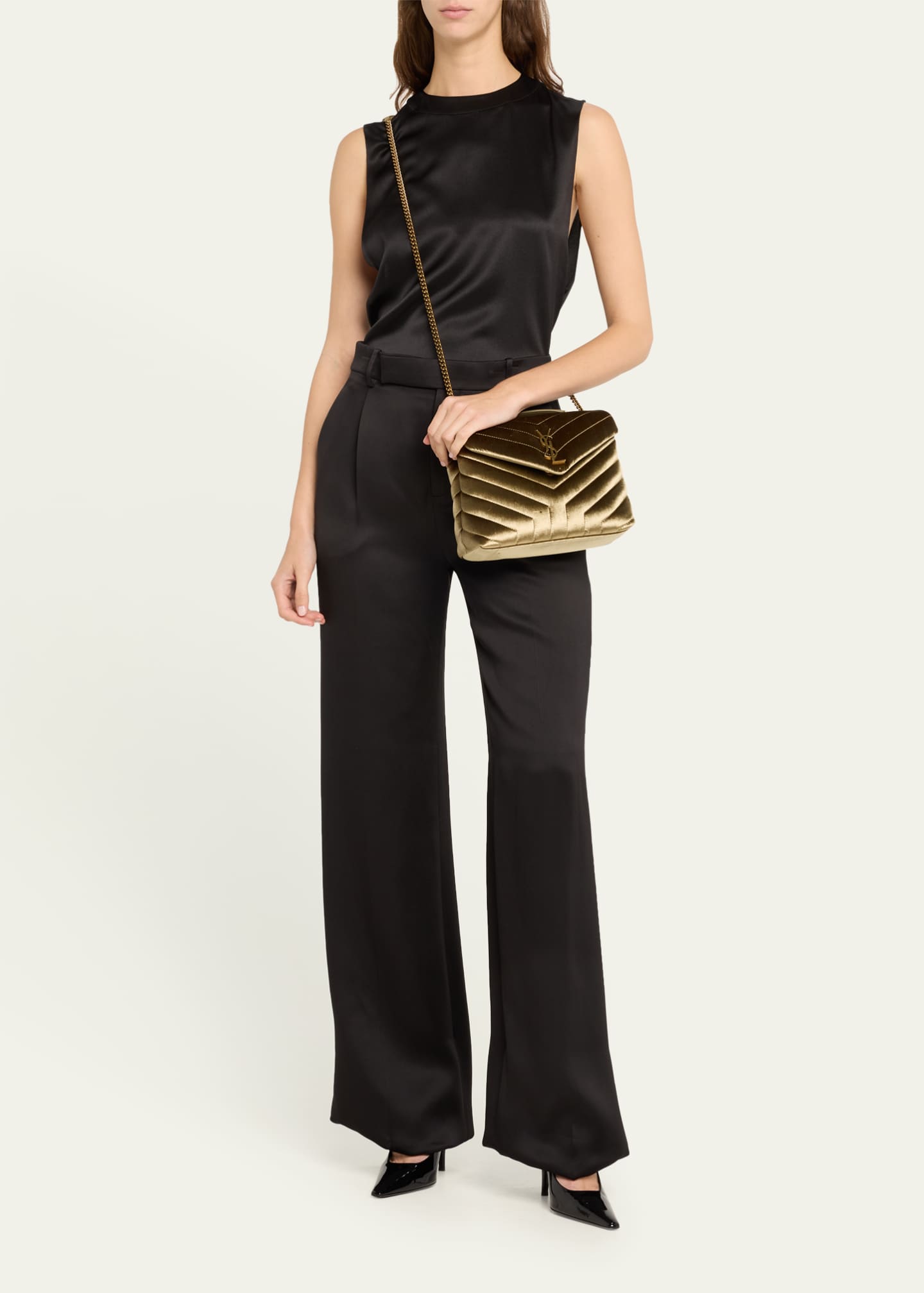 Loulou quilted velvet shoulder bag on sale