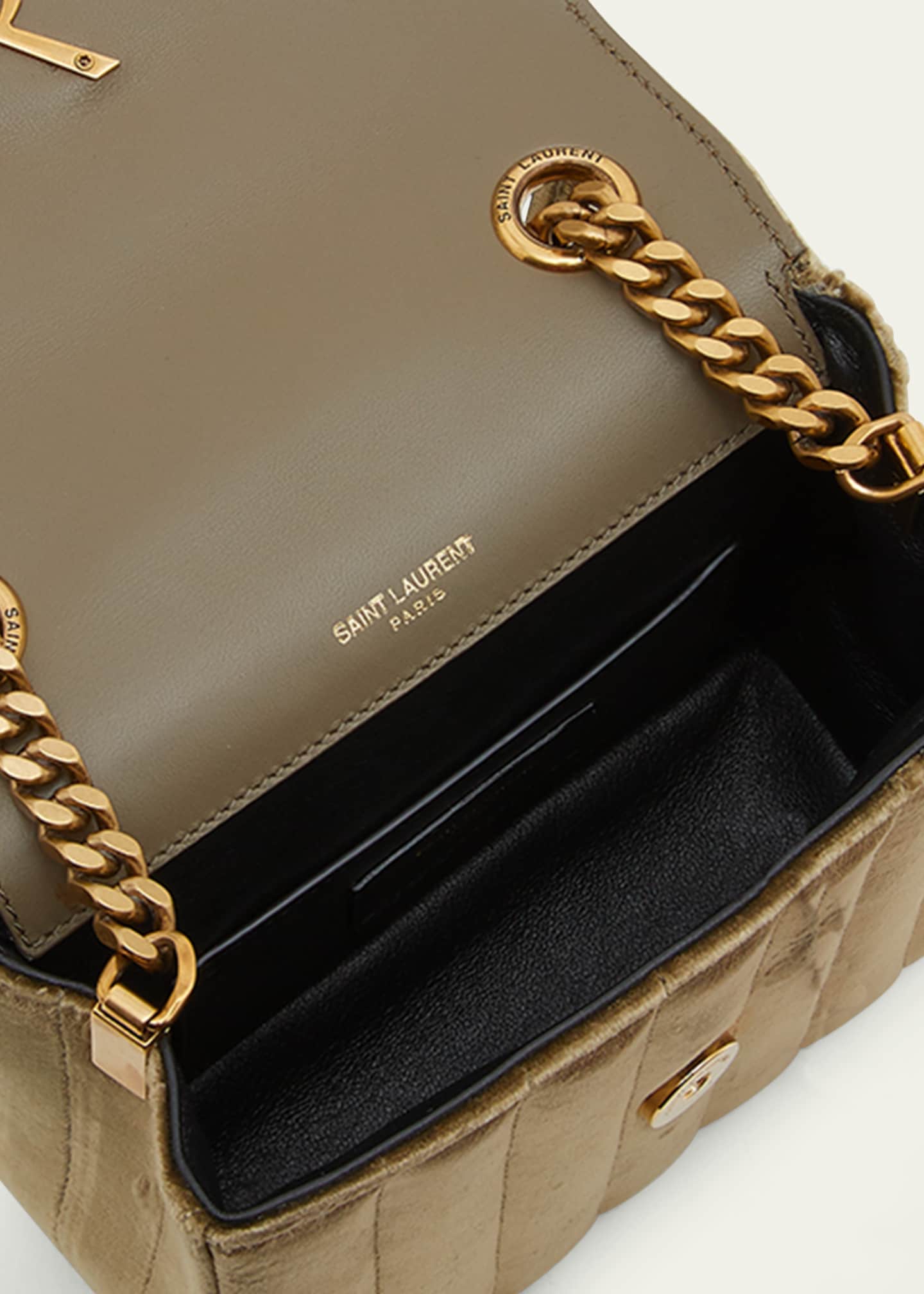 Saint Laurent Vicky Small YSL Crossbody Bag in Quilted Velvet