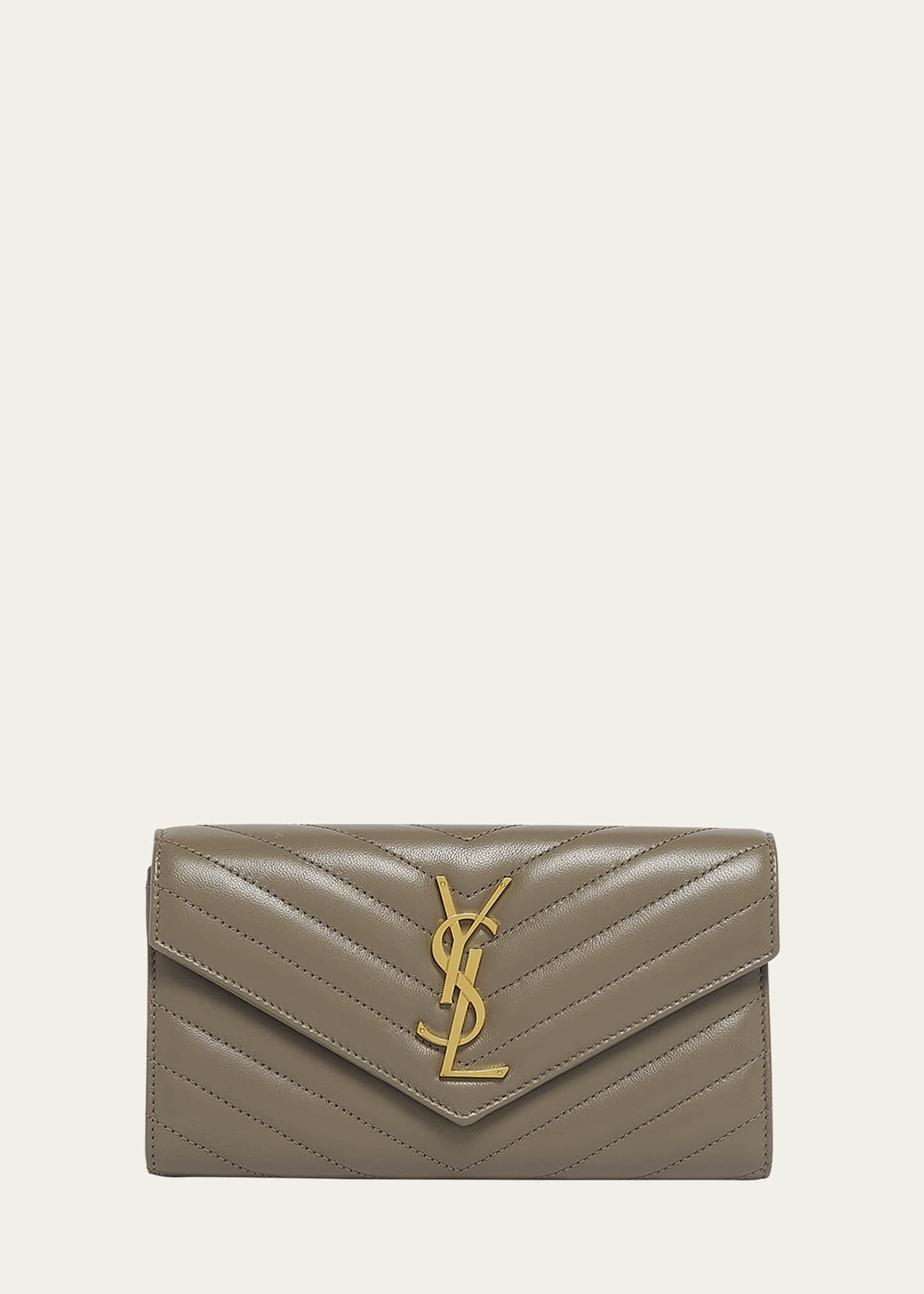 Saint Laurent YSL Monogram Large Envelope Flap Wallet in Smooth Leather Image 1 of 5