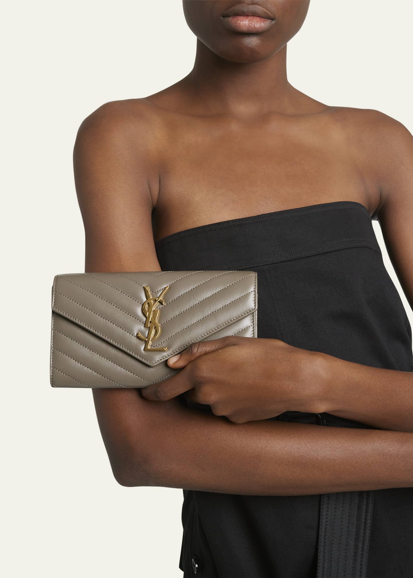 Saint Laurent YSL Monogram Large Envelope Flap Wallet in Smooth Leather Image 5 of 5