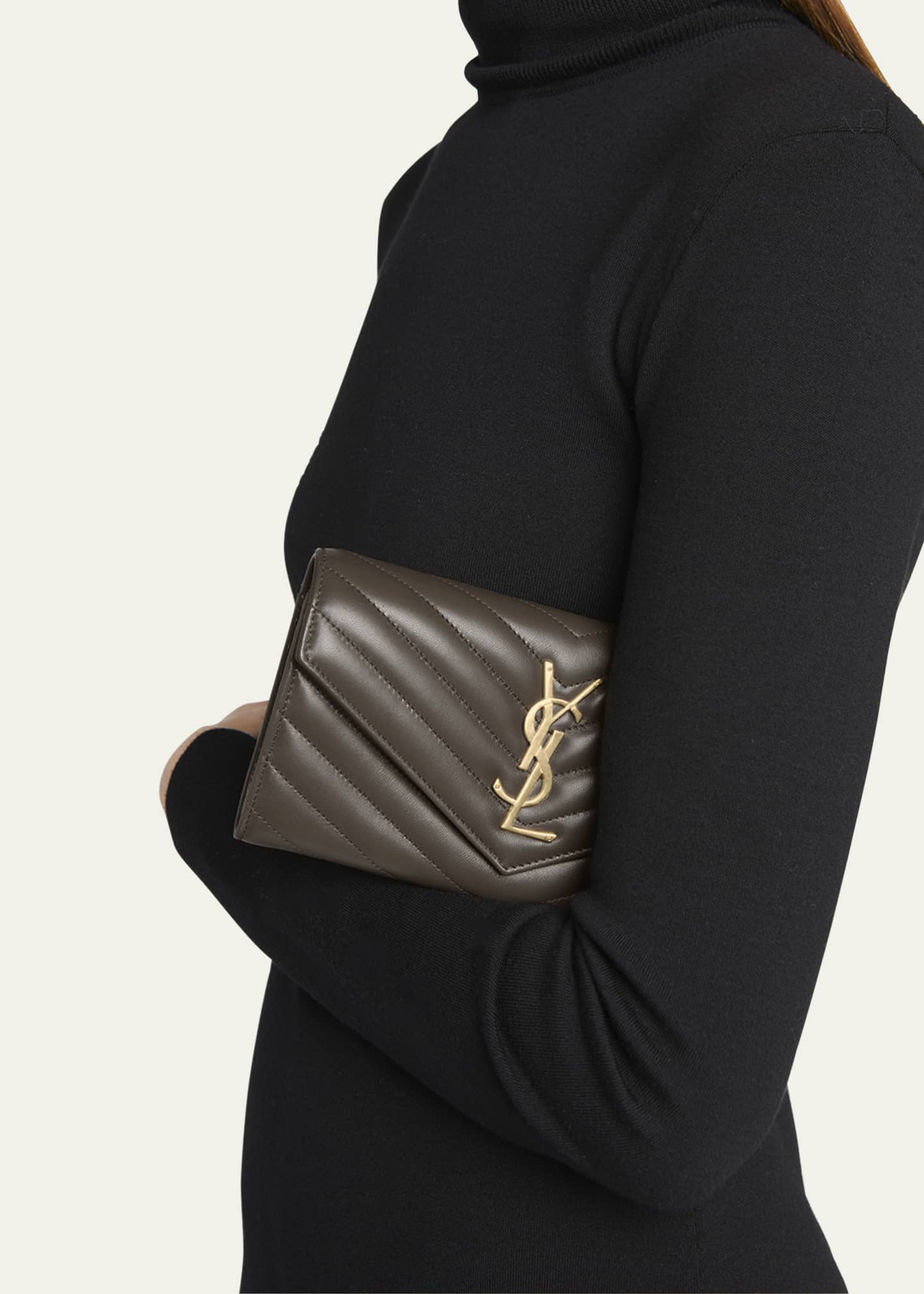 Saint Laurent YSL Monogram Large Envelope Flap Wallet in Smooth Leather Image 5 of 5