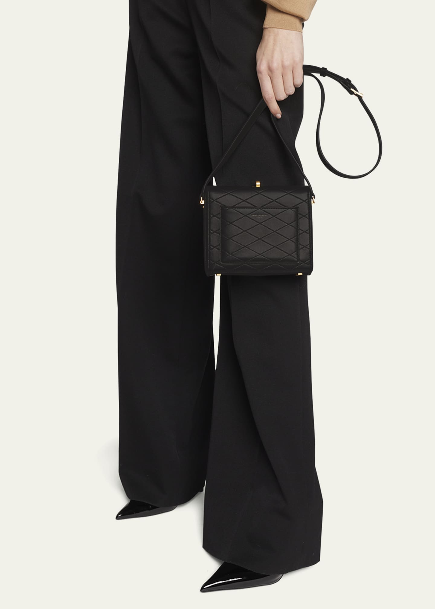 Saint Laurent Mini Square Crossbody Bag in Quilted Leather