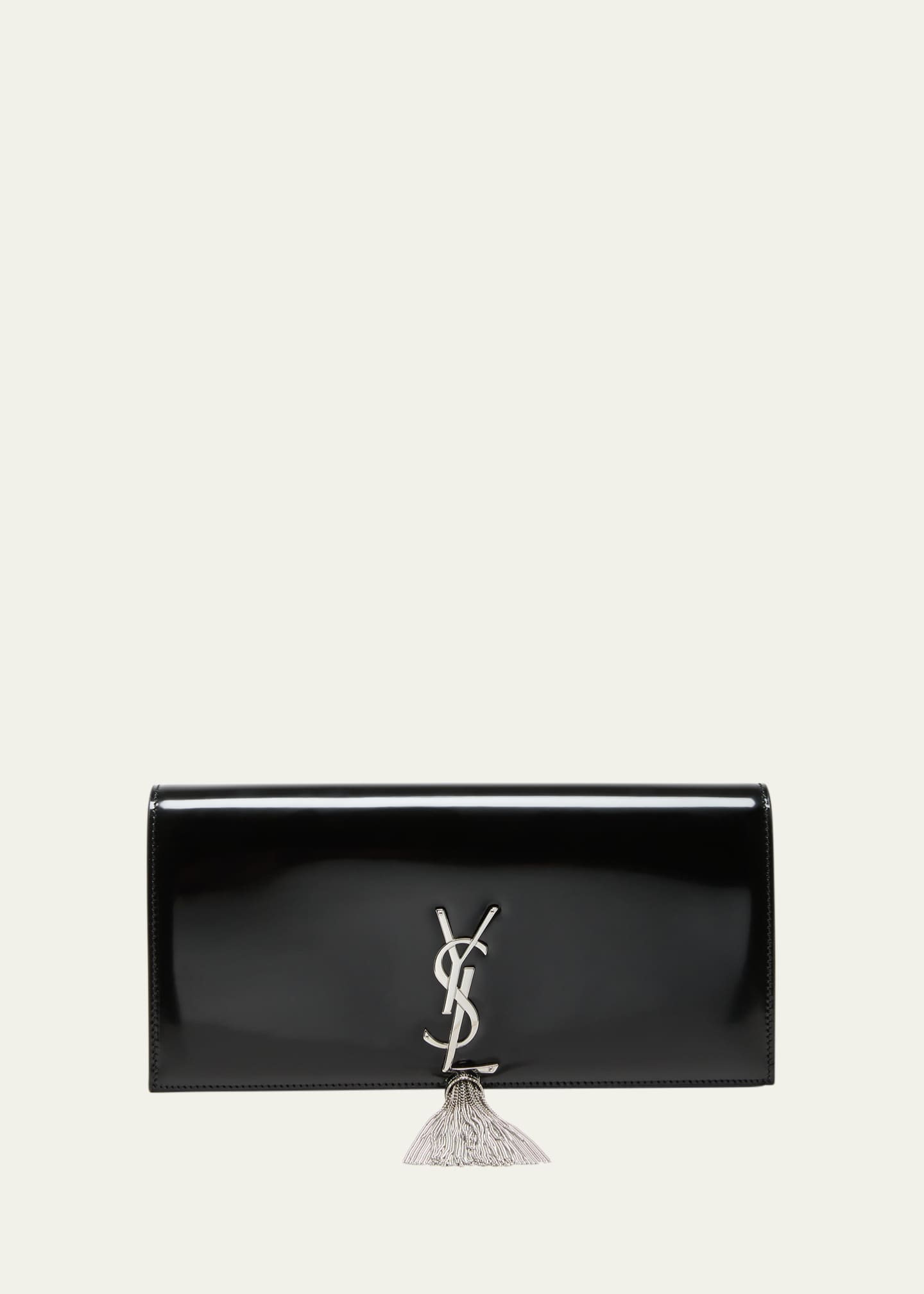 Saint Laurent Kate Tassel YSL Clutch Bag in Spazzolato Leather