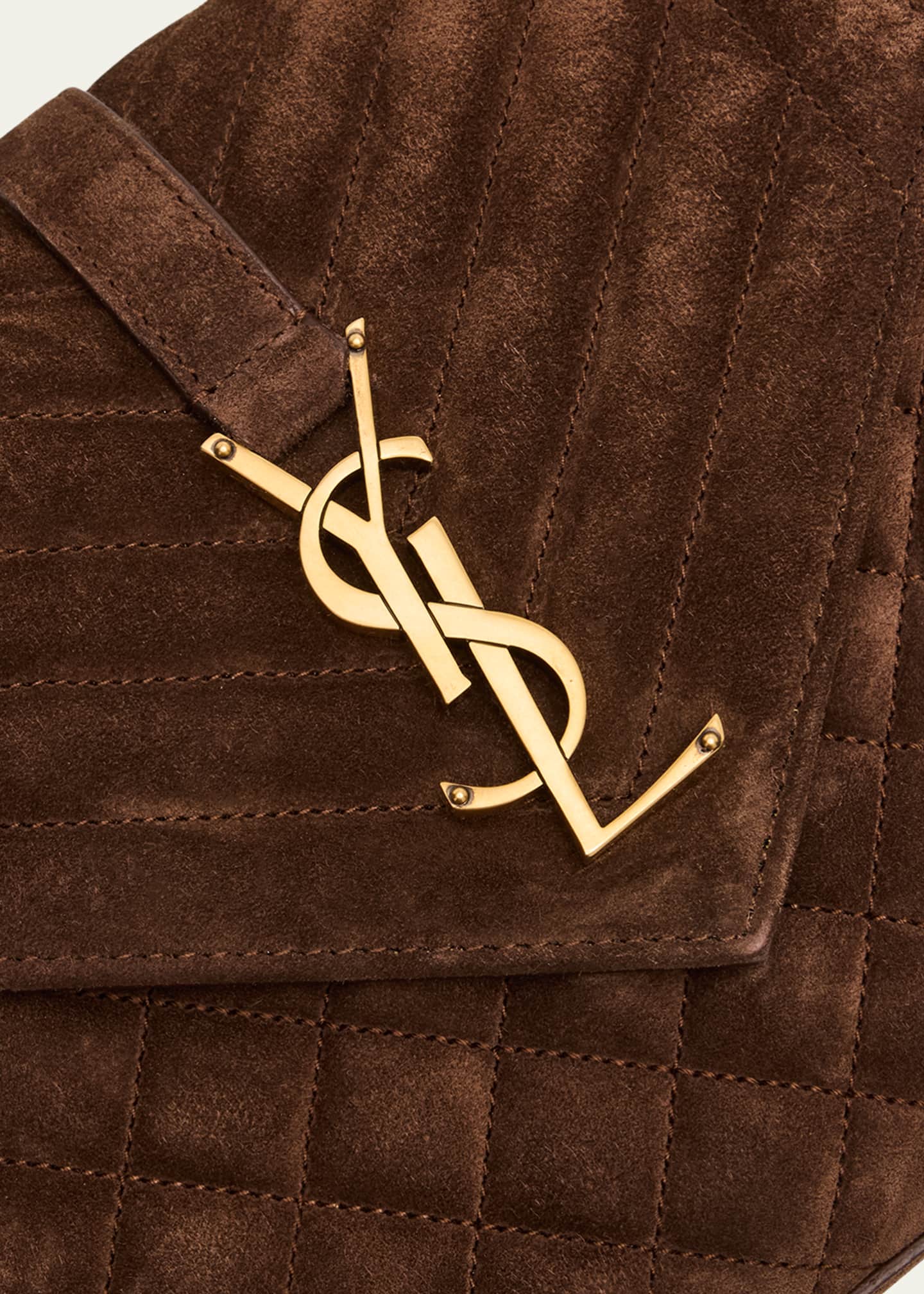 Saint Laurent Envelope Triquilt Medium YSL Shoulder Bag in Suede