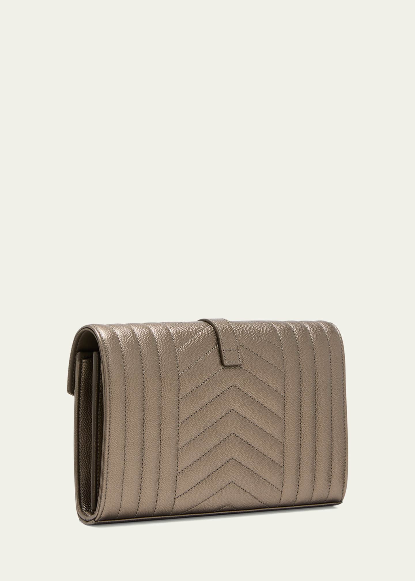 Saint Laurent Quilted Metallic Leather Chain Wallet