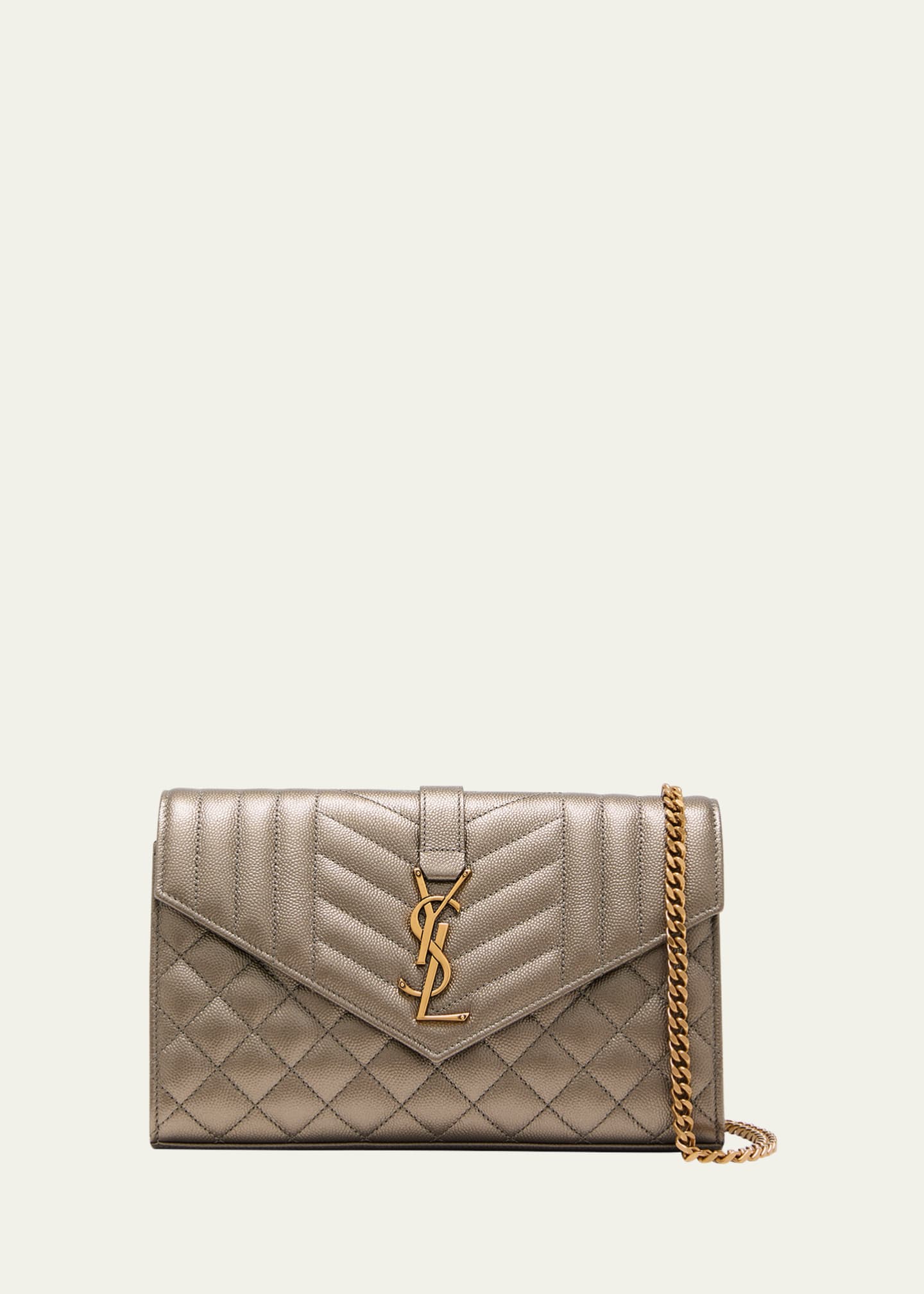Saint laurent monogram matelasse leather wallet on chain best sale