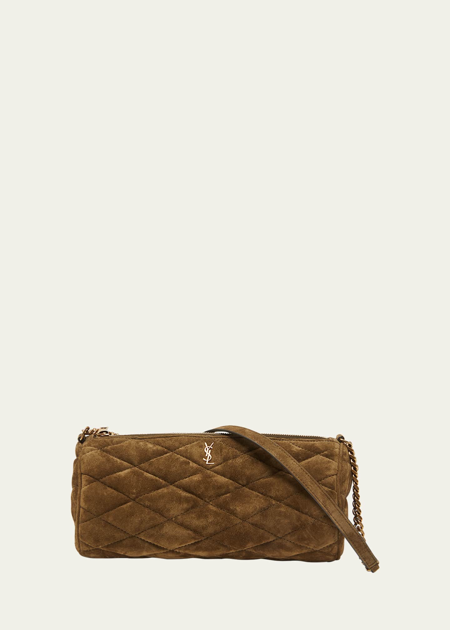 Saint Laurent loulou puffer small quilted suede shoulder bag