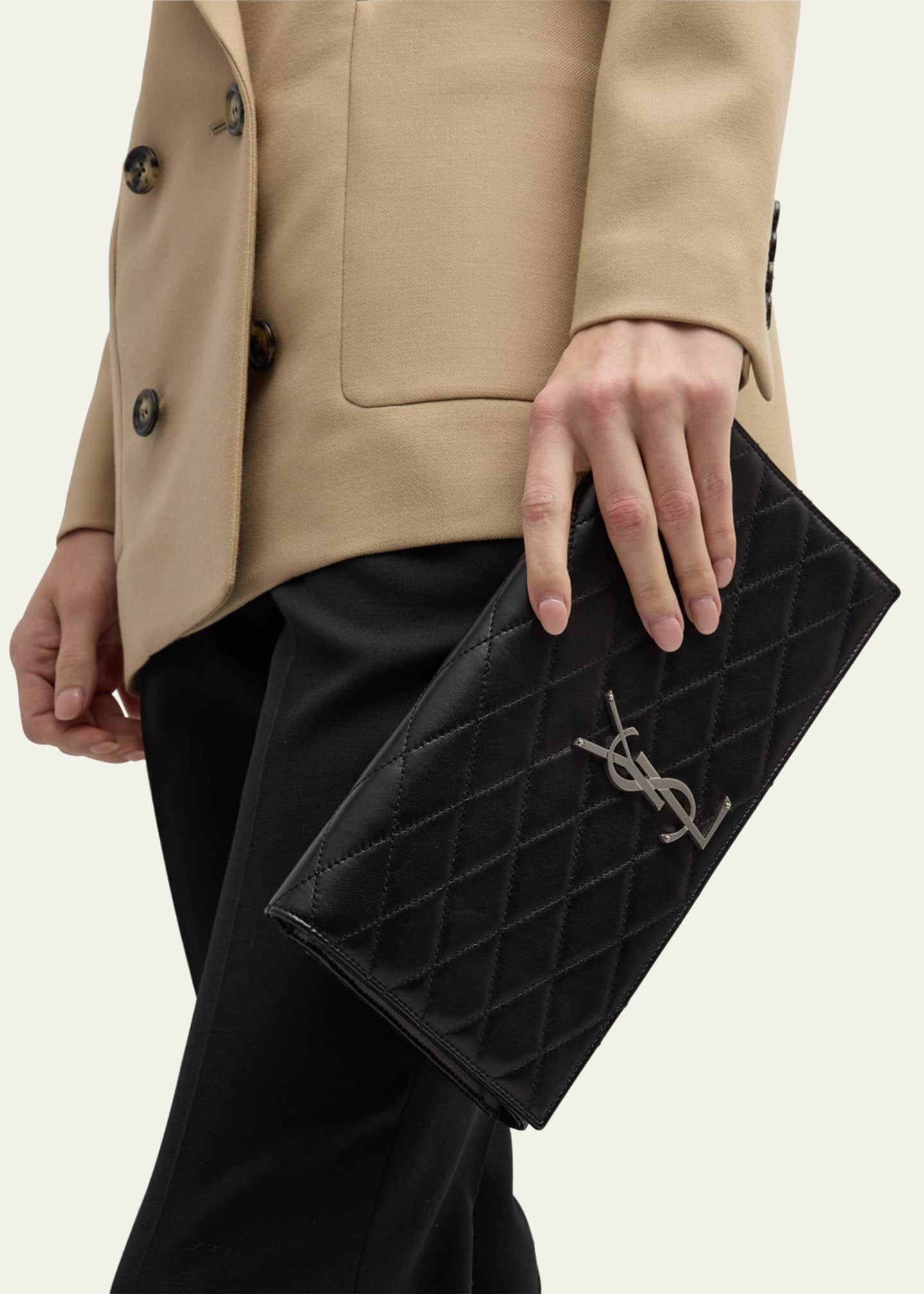 Saint Laurent Kate YSL Clutch in Quilted Smooth Leather Bergdorf Goodman
