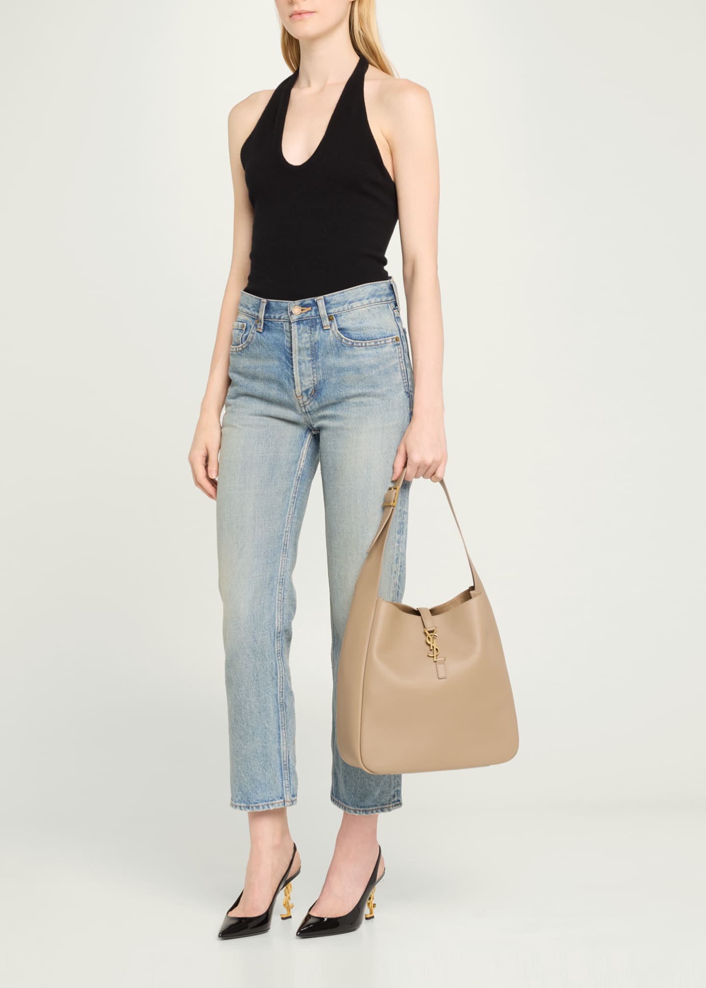Saint Laurent Le 5A7 Large YSL Shoulder Hobo Bag in Smooth Leather Image 5 of 5
