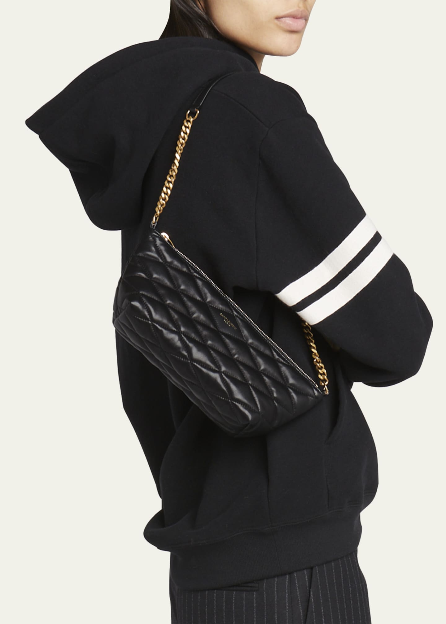 Saint Laurent Cerniera Quilted Leather Top-Handle Bag