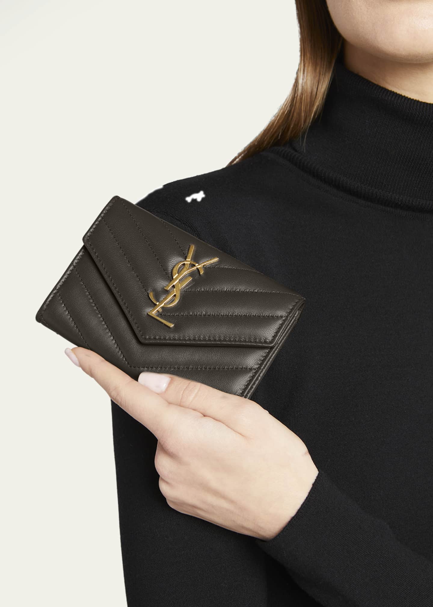 【SAINT LAURENT】Smooth Leather Monogram Passport Wallet SAINT LAURENT Smooth Leather Monogram Passport Wallet Black