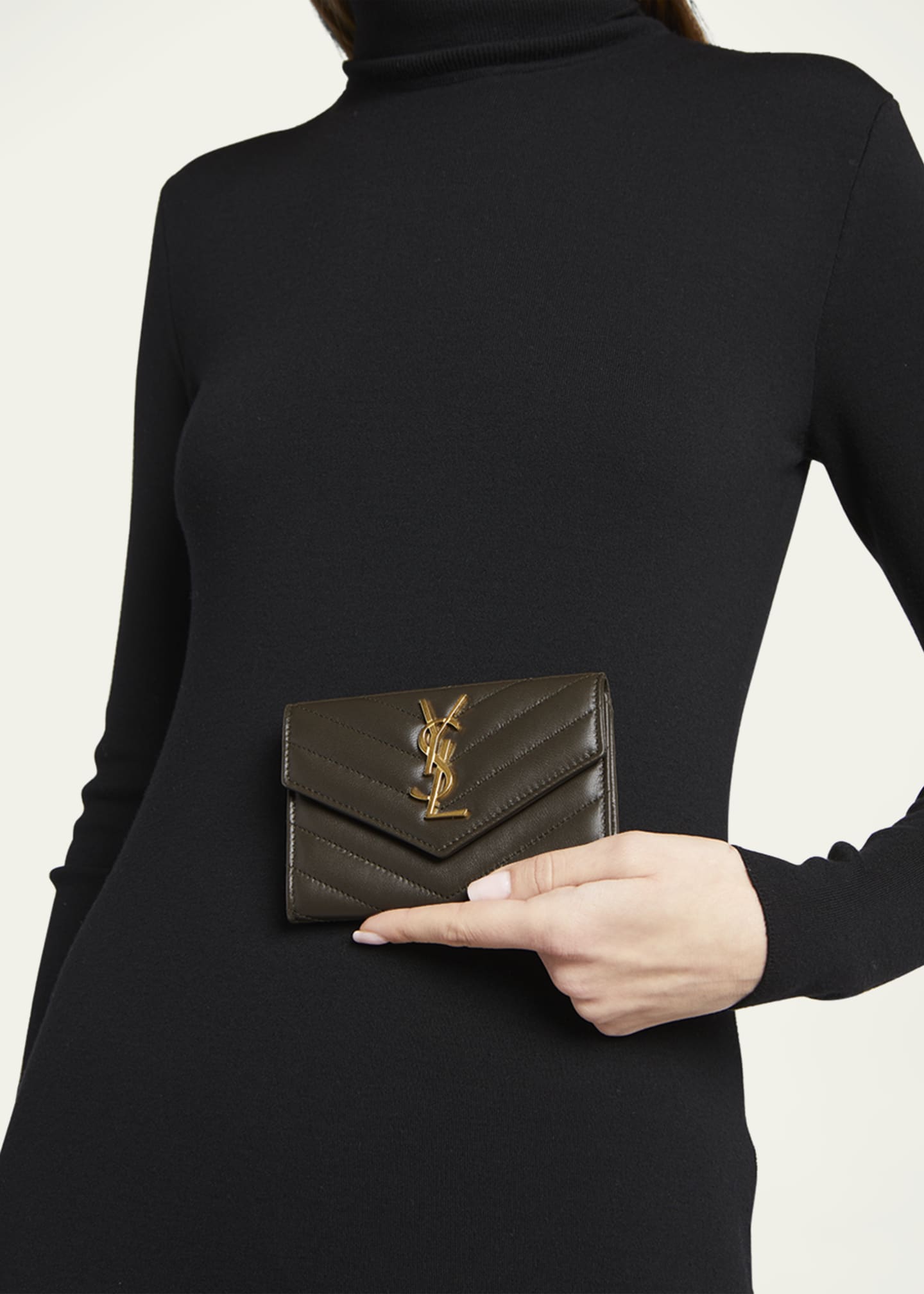 【SAINT LAURENT】Smooth Leather Monogram Passport Wallet SAINT LAURENT Smooth Leather Monogram Passport Wallet Black