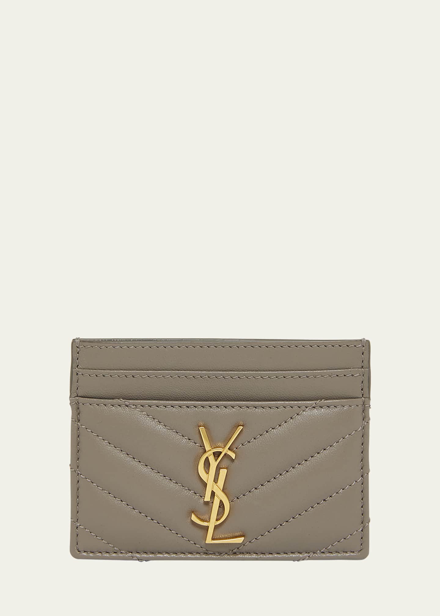 Saint Laurent YSL Monogram Card Case in Quilted Smooth Leather Image 1 of 3