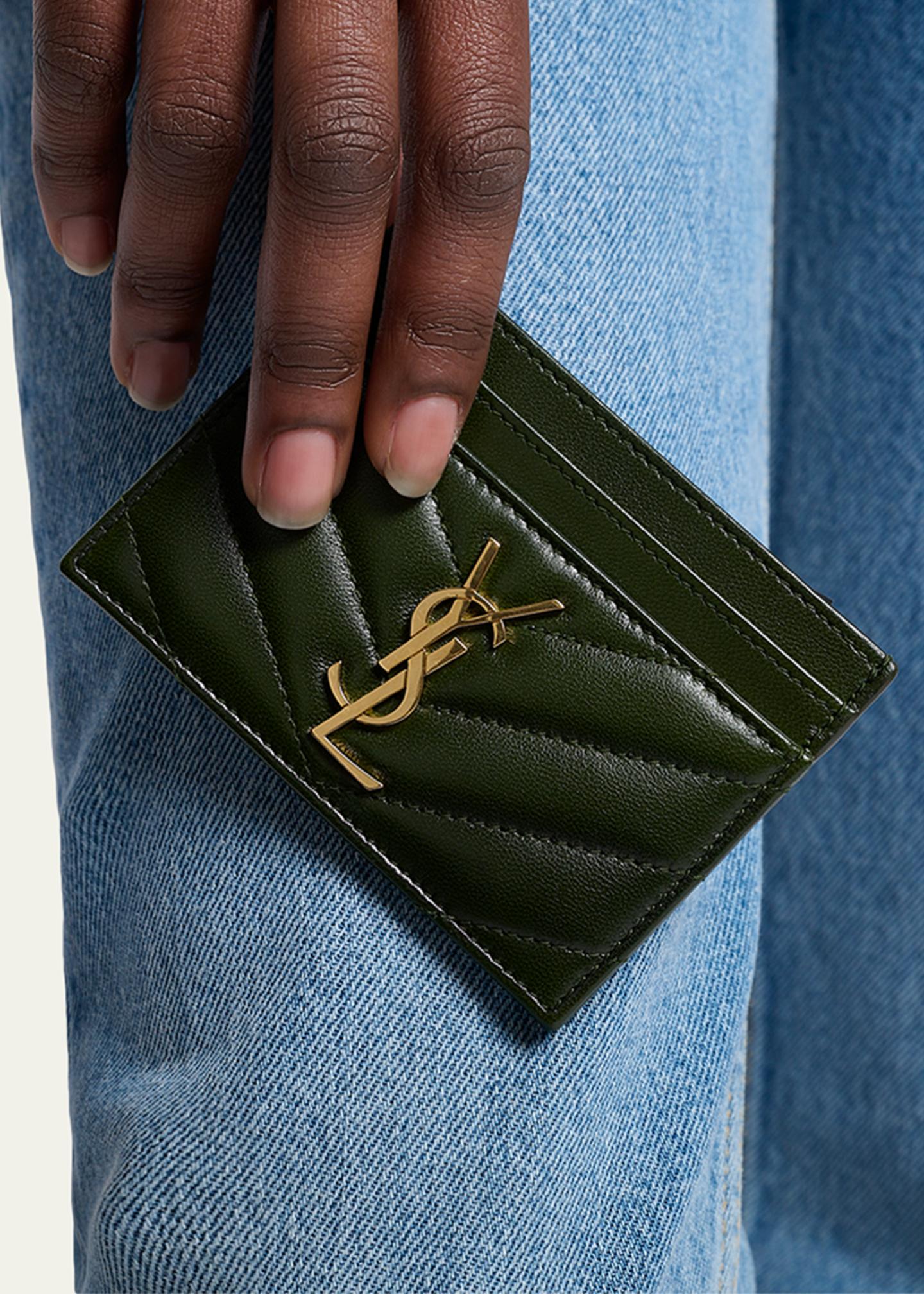 Saint Laurent Cassandre YSL Monogram Card Case in Quilted Smooth ...