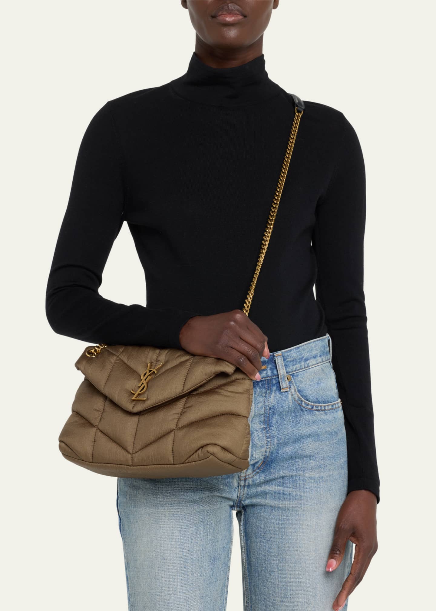 Saint Laurent Lou Puffer Small YSL Shoulder Bag in Quilted Nylon