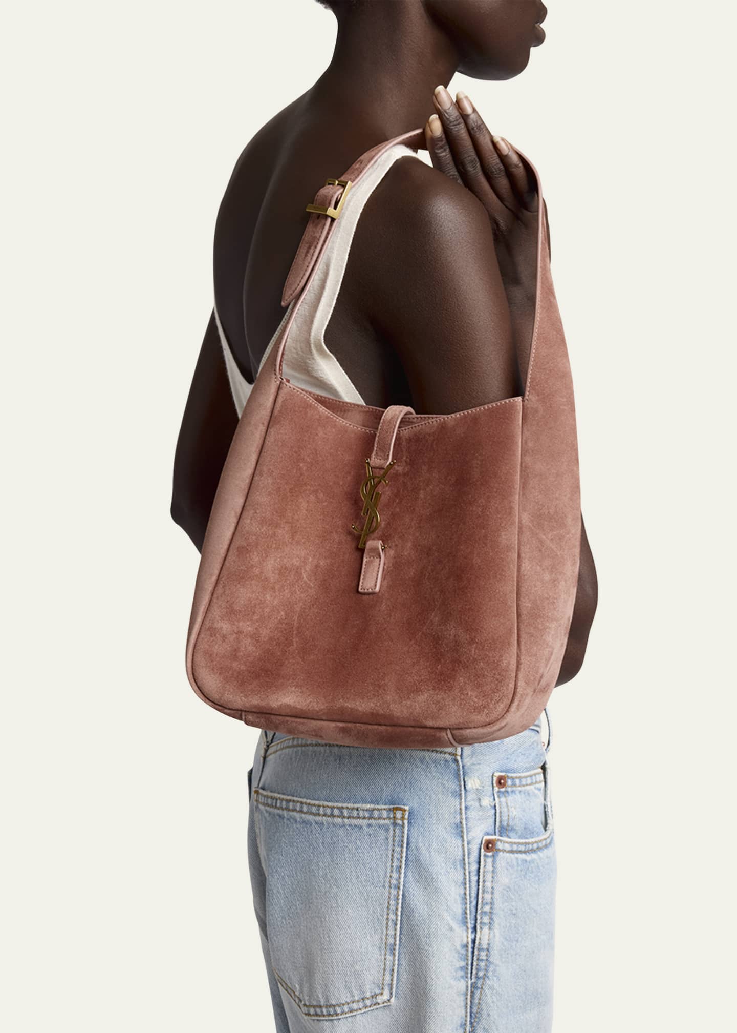 Saint Laurent Le 5 A 7 Small Suede Hobo Shoulder Bag Image 2 of 6