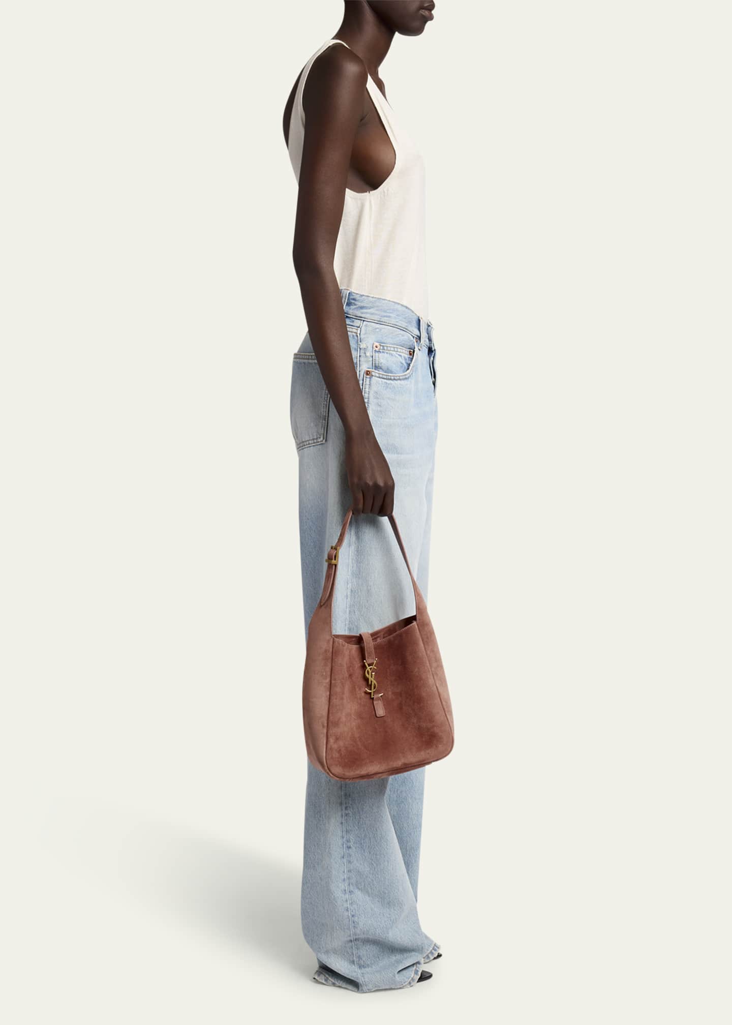 Saint Laurent Le 5 A 7 Small Suede Hobo Shoulder Bag Image 5 of 6