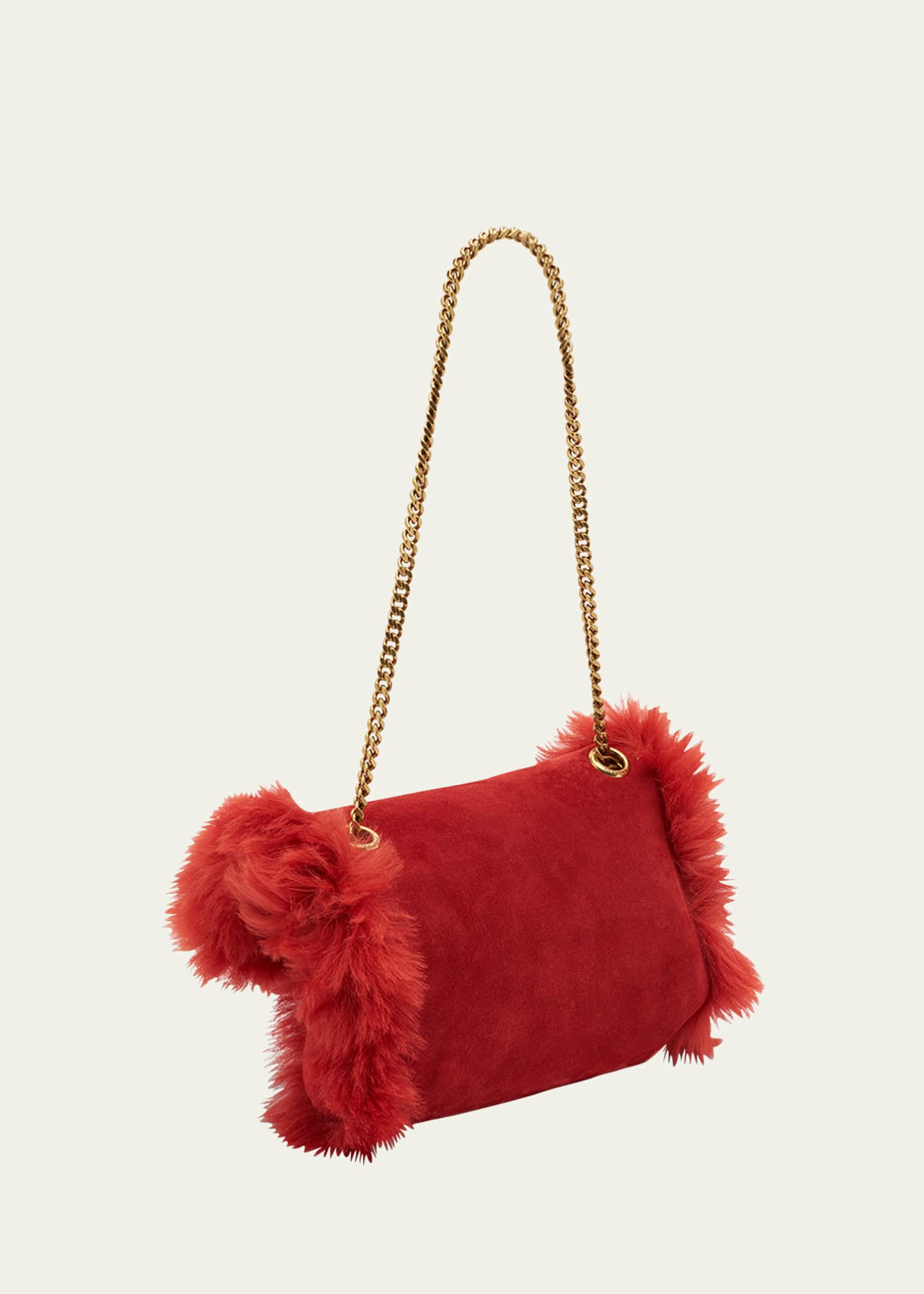 Kate Small Shearling Shoulder Bag in Brown - Saint Laurent