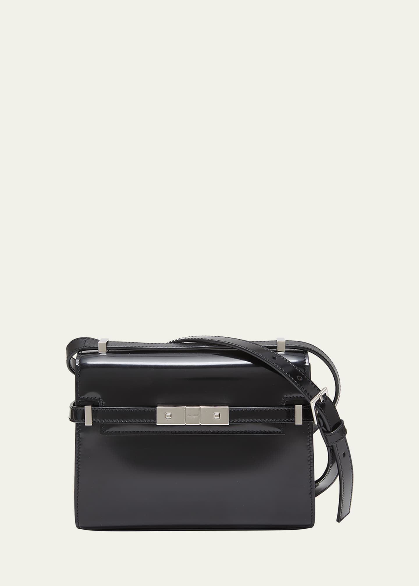 Manhattan mini crossbody bag in box saint laurent leather