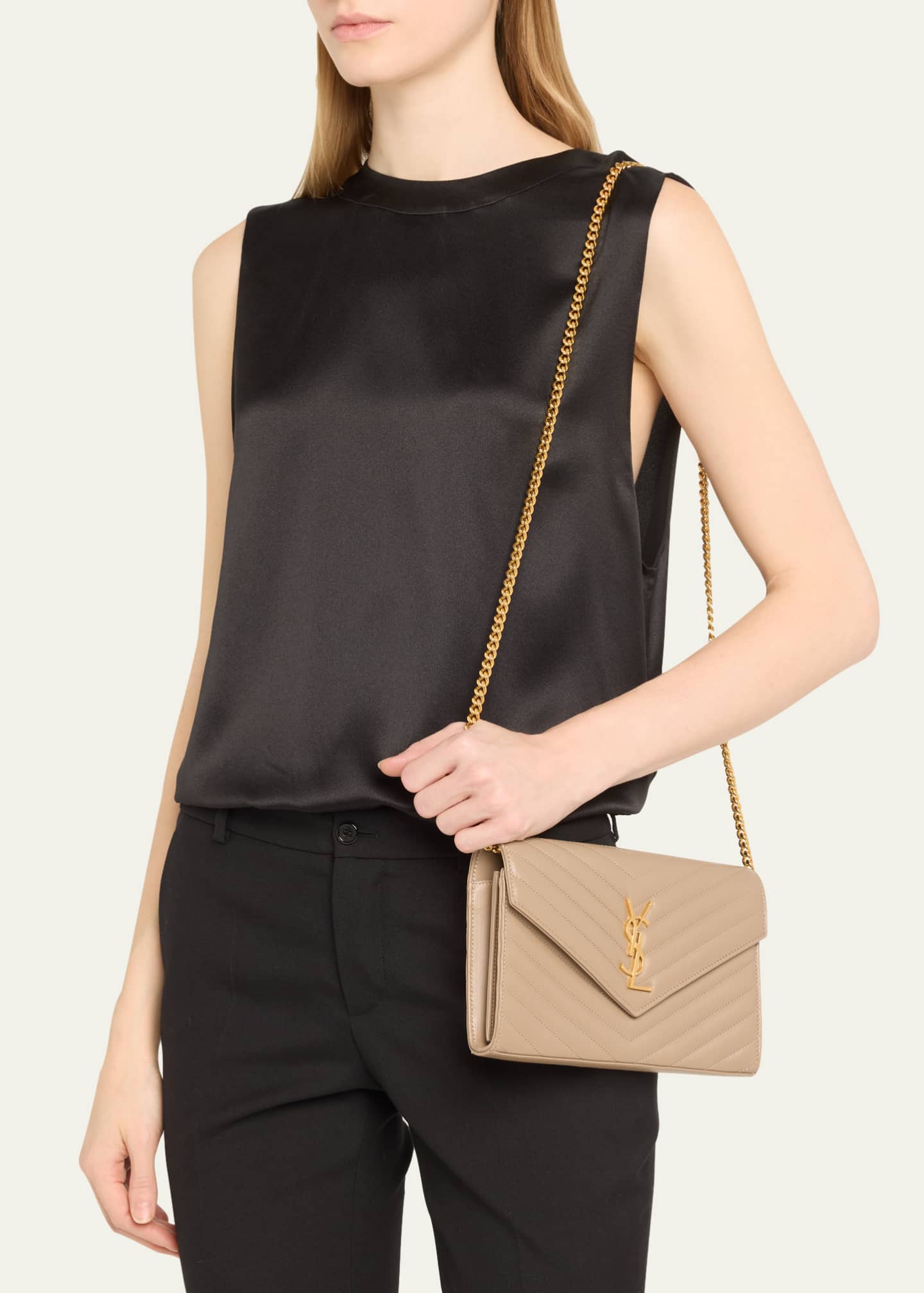 Saint Laurent YSL Monogram Large Wallet on Chain in Smooth Leather Image 2 of 5