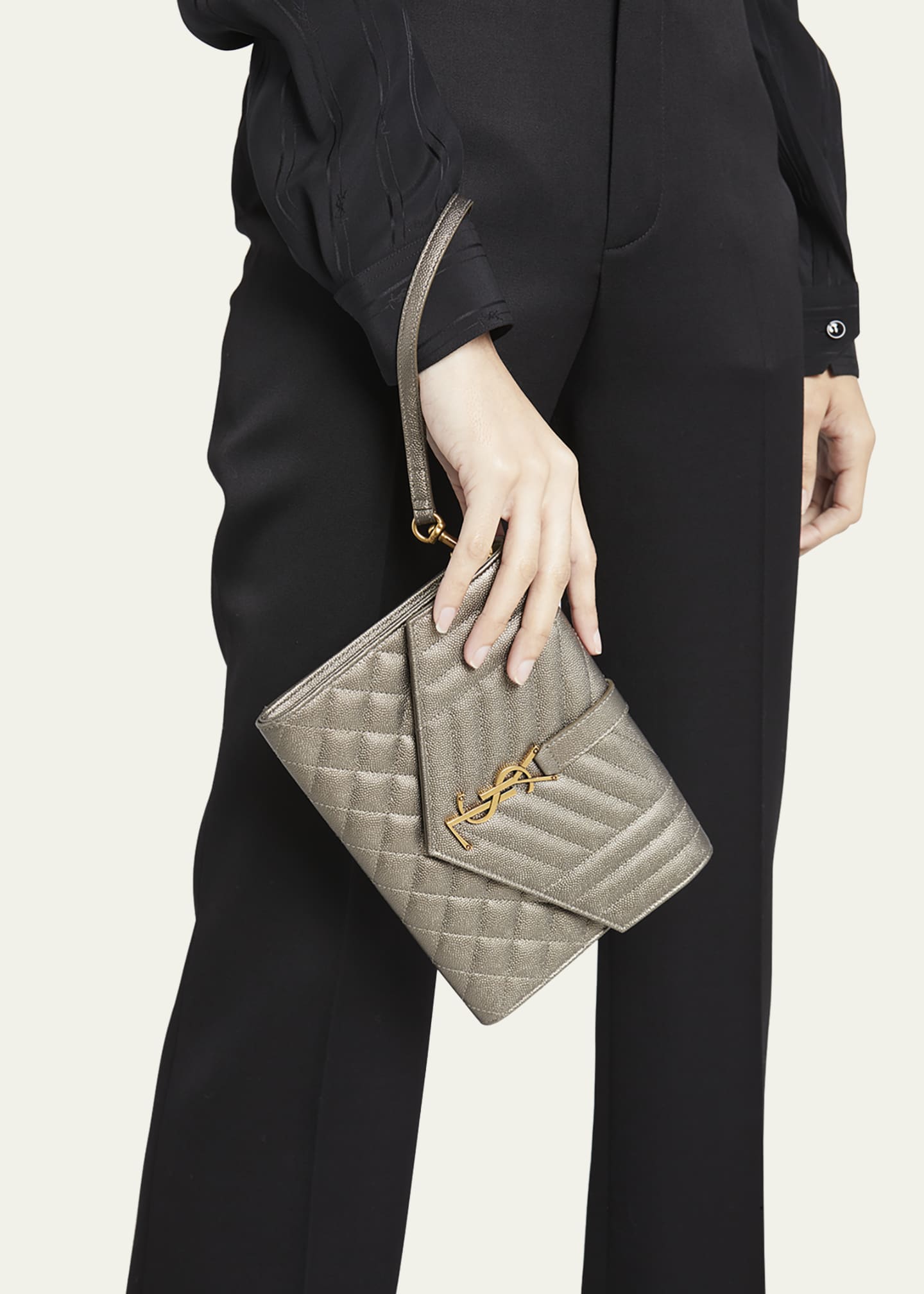 Saint Laurent YSL Flap Quilted Leather Clutch Bag Bergdorf Goodman