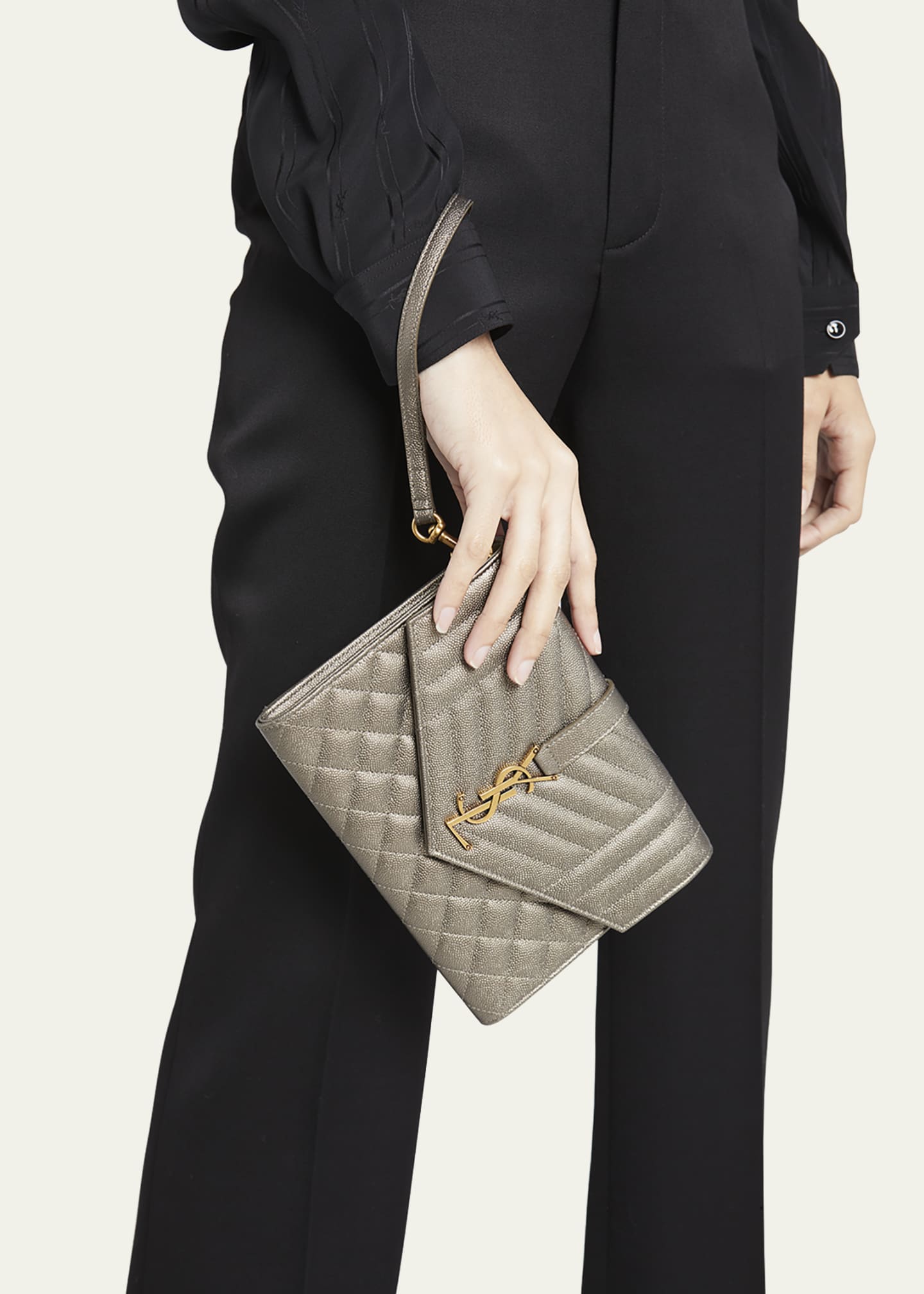 Saint Laurent YSL Monogram Quilted Envelope Clutch Bag - Bergdorf