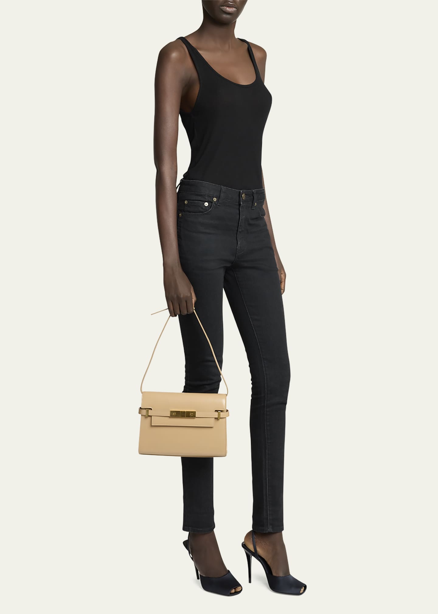 Saint Laurent Manhattan Small Shoulder Bag in Smooth Leather