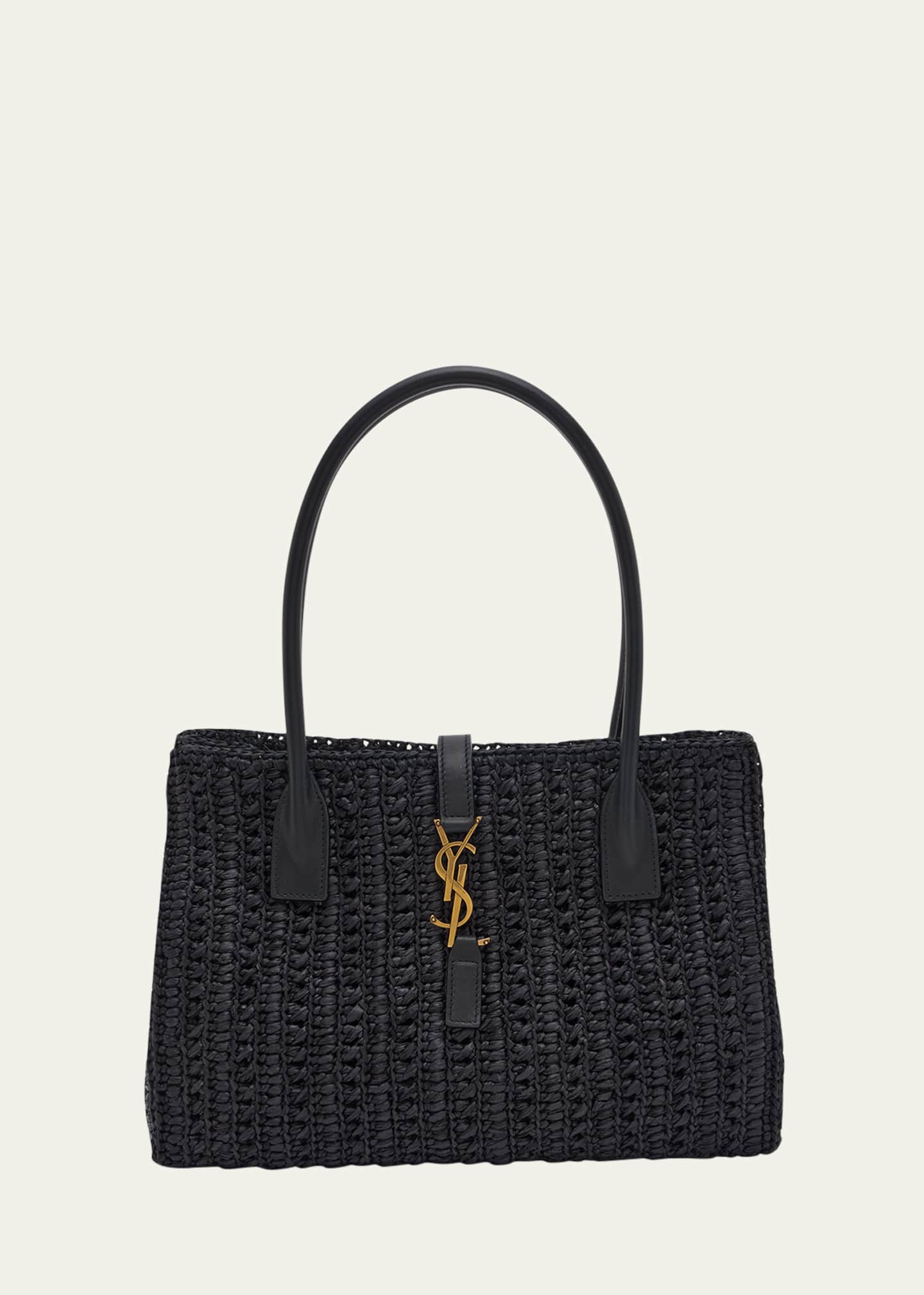 Saint Laurent Panier Rectangular YSL Tote Bag in Raffia