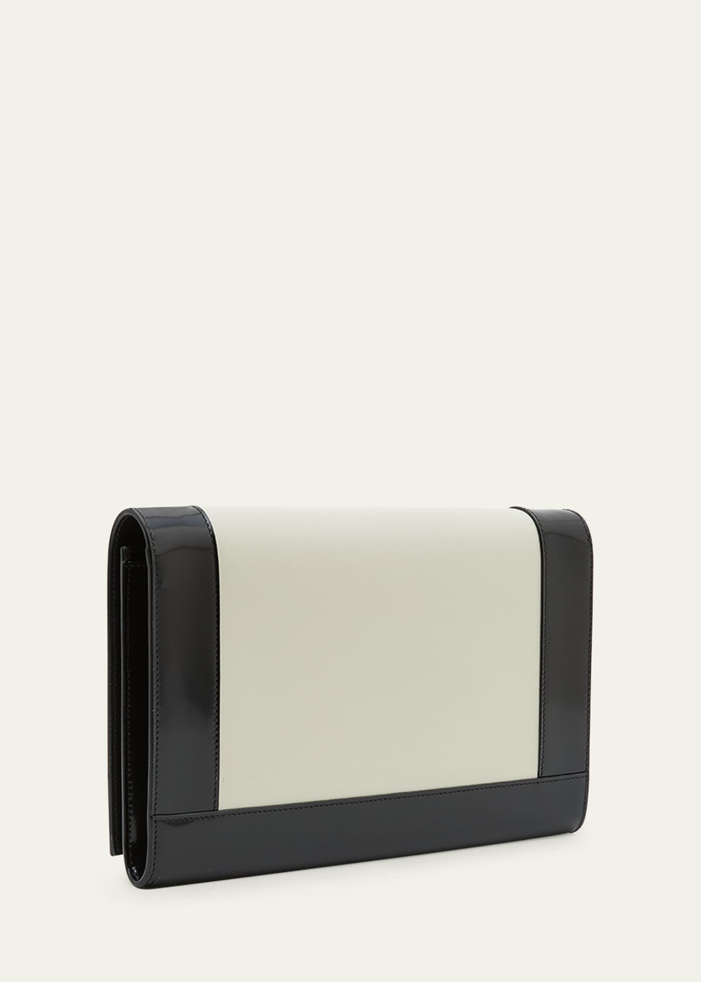 Saint Laurent YSL Monogram Flap Clutch Bag in Smooth Bicolor