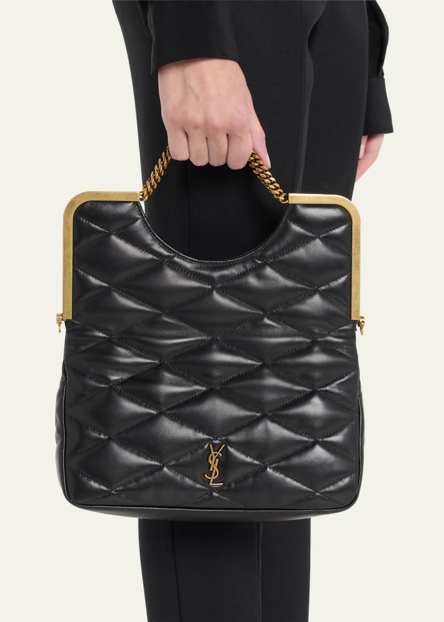 Saint Laurent Cerniera Quilted Leather Top-Handle Bag