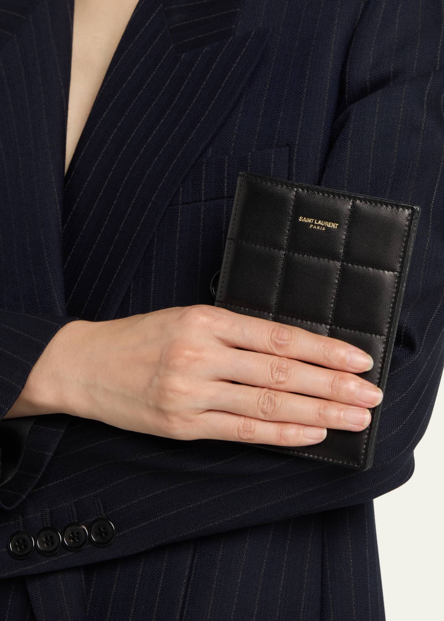 Saint Laurent Quilted Leather Passport Case