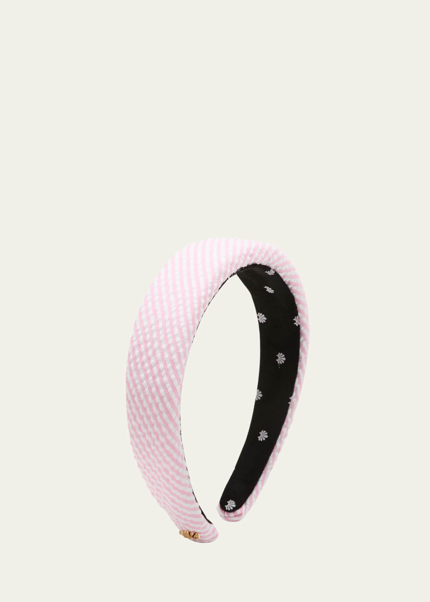 Lele Sadoughi Alice Seersucker Headband Shell Pink