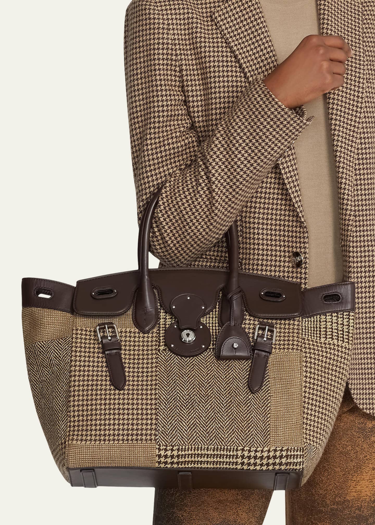 Ralph Lauren Ricky 33 Suit Patchwork Top-Handle Bag