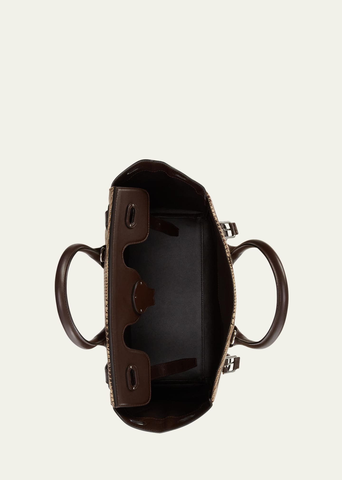 Ralph Lauren Ricky 33 Bicolor Leather Satchel Bag Whiteblack, $3,500, Bergdorf Goodman