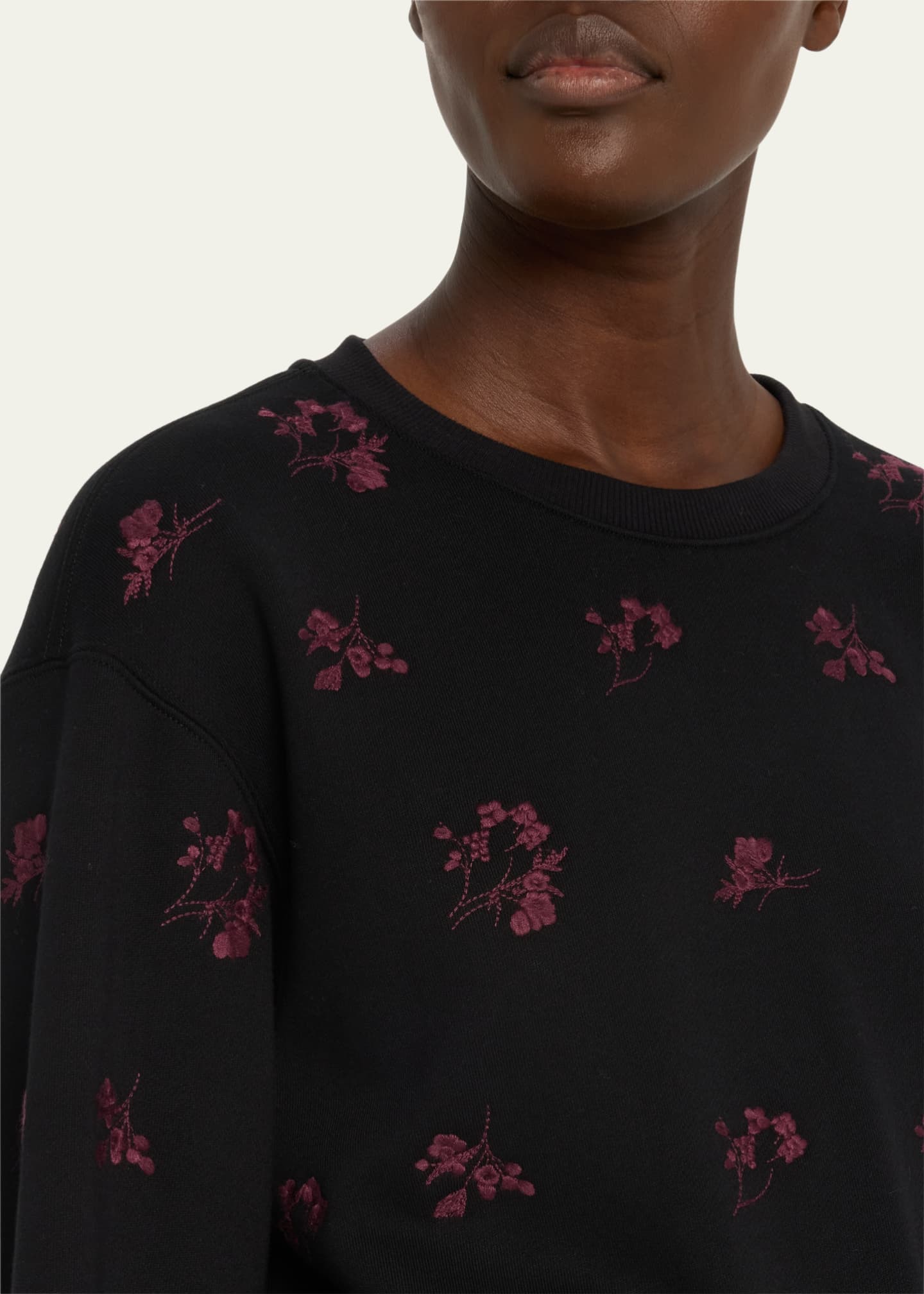 Jason Wu Floral-Embroidered Crewneck Sweatshirt - Bergdorf Goodman