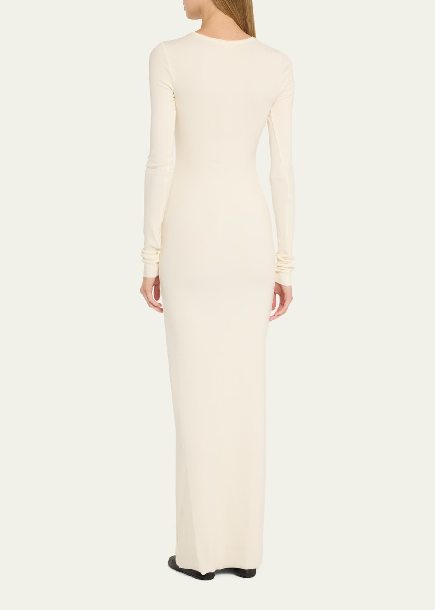 Eterne Long-Sleeve Crewneck Rib-Knit Maxi Dress Image 3 of 5