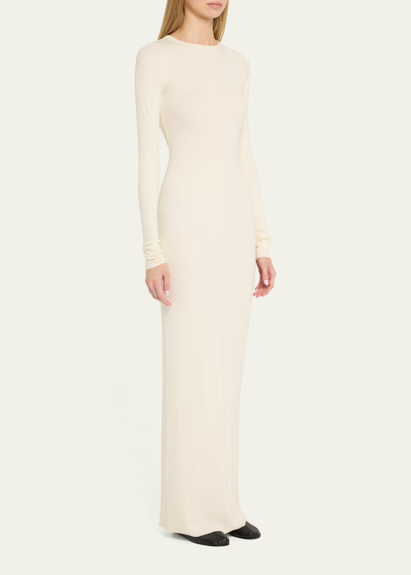 Eterne Long-Sleeve Crewneck Rib-Knit Maxi Dress Image 4 of 5
