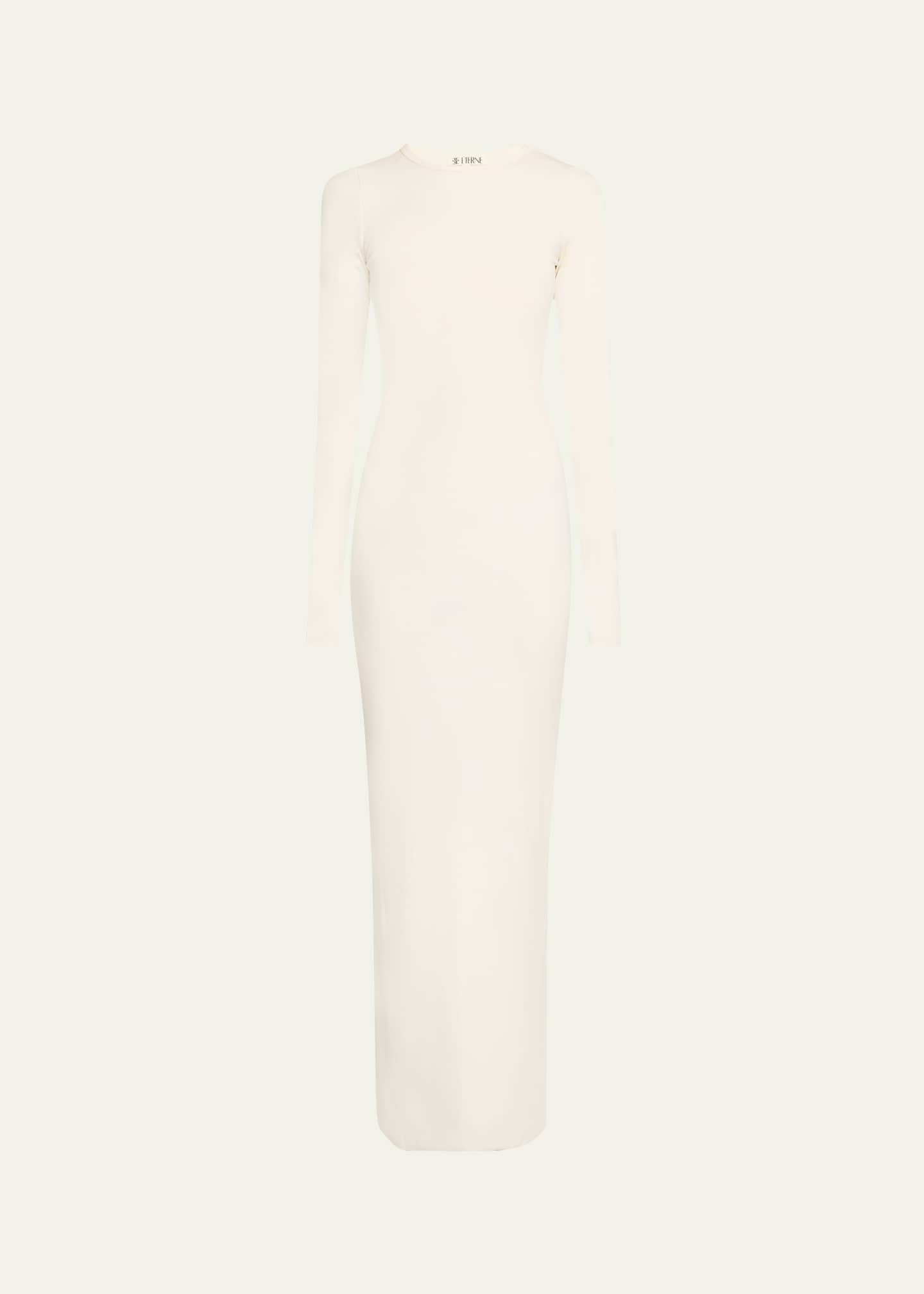 Eterne Long-Sleeve Crewneck Rib-Knit Maxi Dress Image 1 of 5
