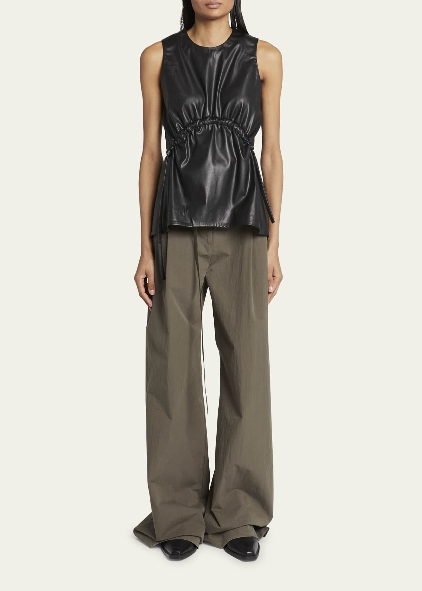 Proenza Schouler White Label Faux-Leather Sleeveless Drawstring Top ...