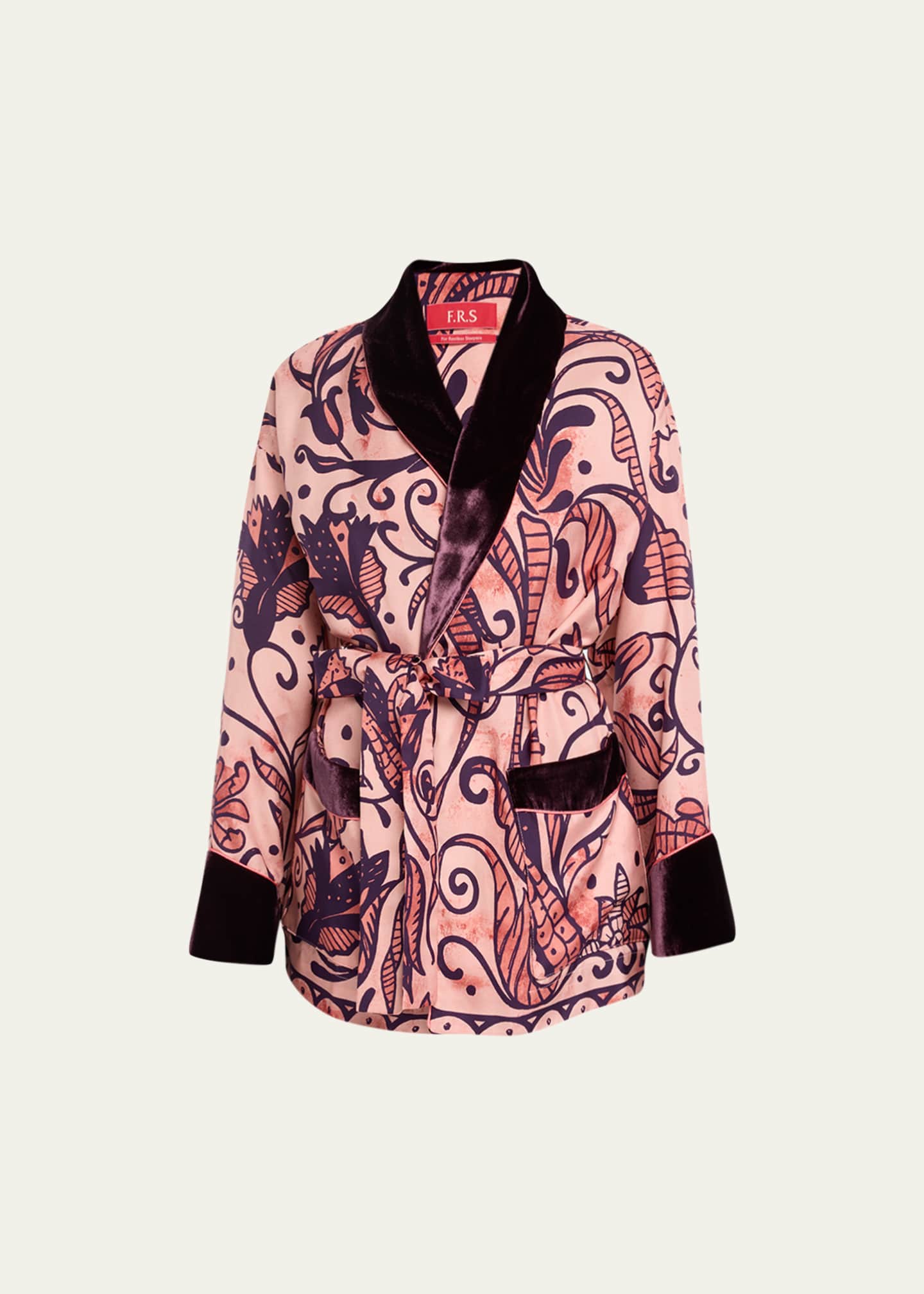 Velvet belted jacket sales
