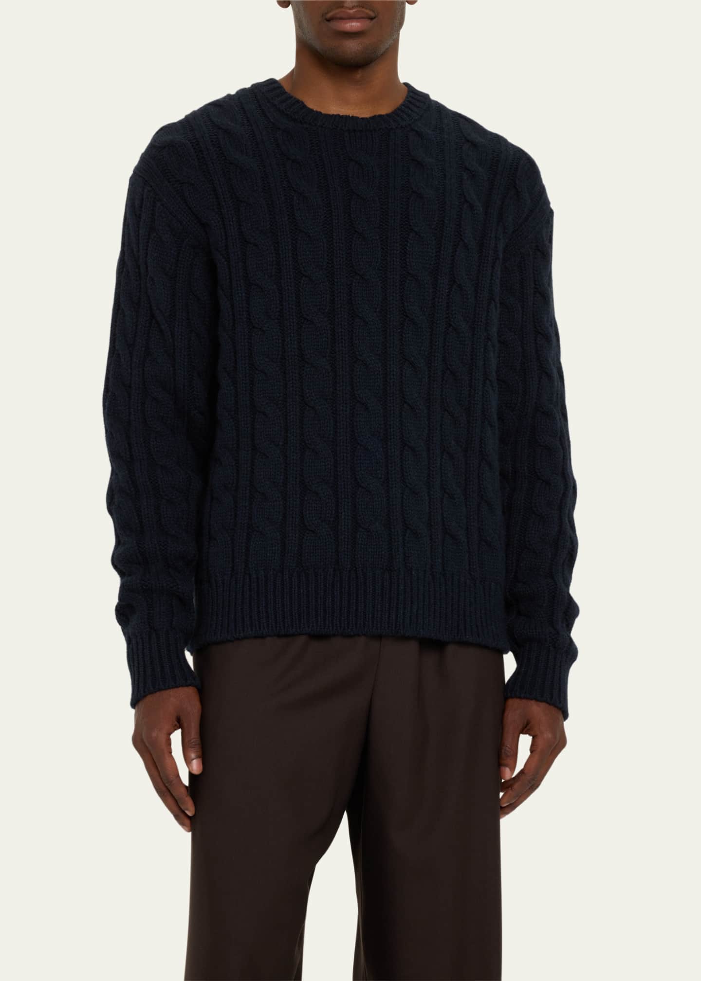 THE ROW Men's Aldo Cable-Knit Crewneck Sweater - Bergdorf Goodman