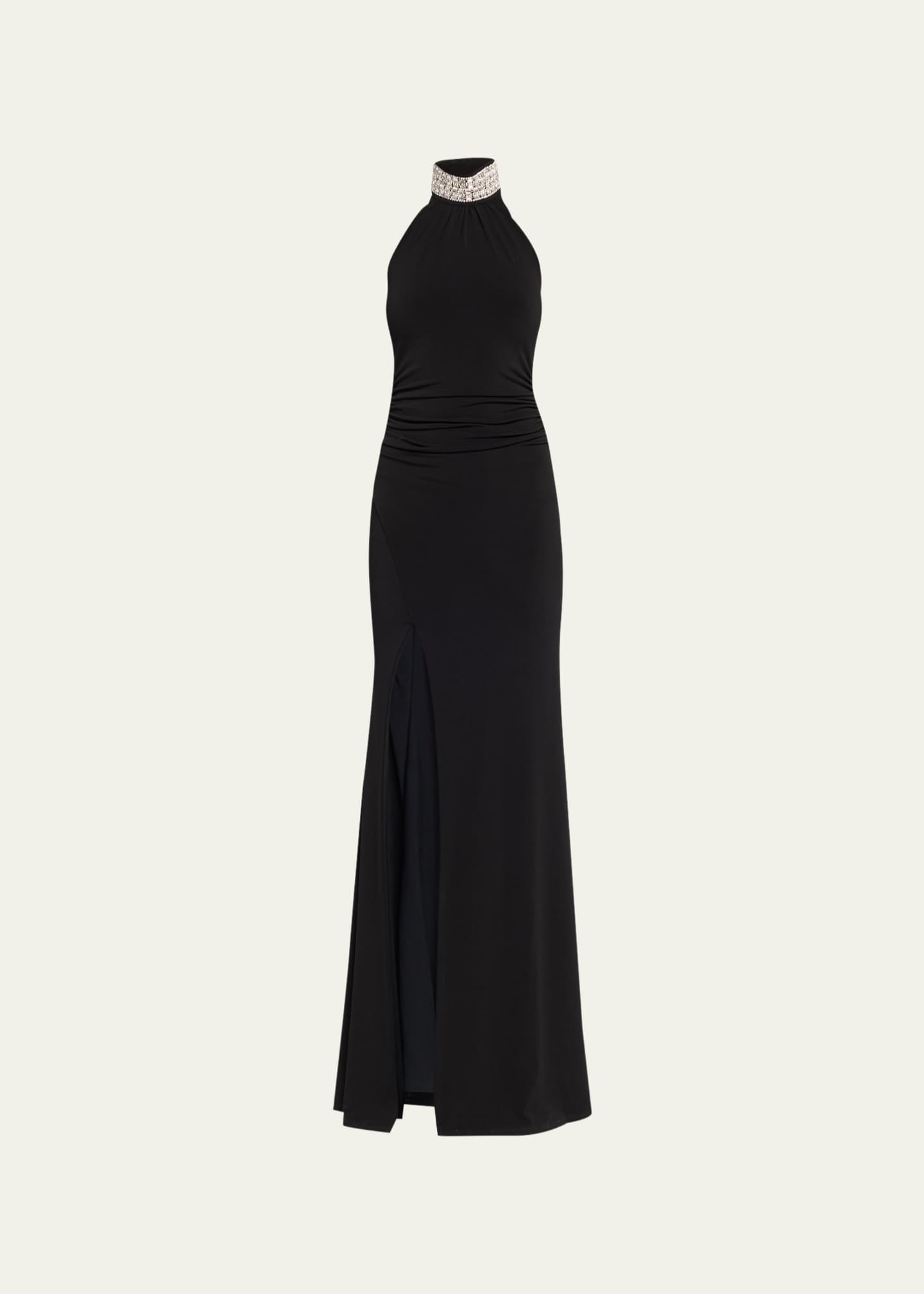 Cinq a Sept Izzy Embellished Turtleneck Sleeveless Gown with Train ...