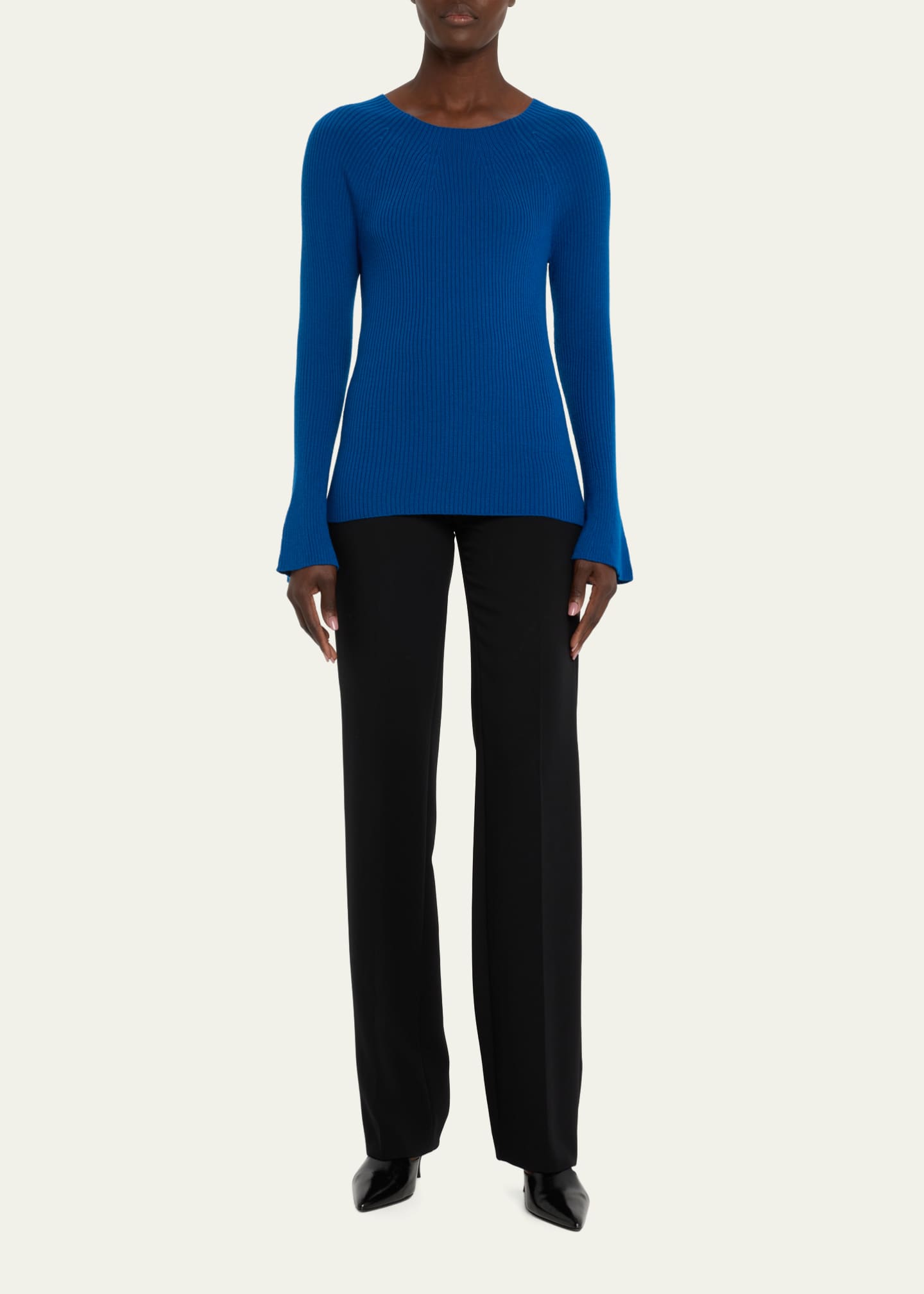 Kobi Halperin Mercer Flare Sleeve Ribbed Wool Sweater