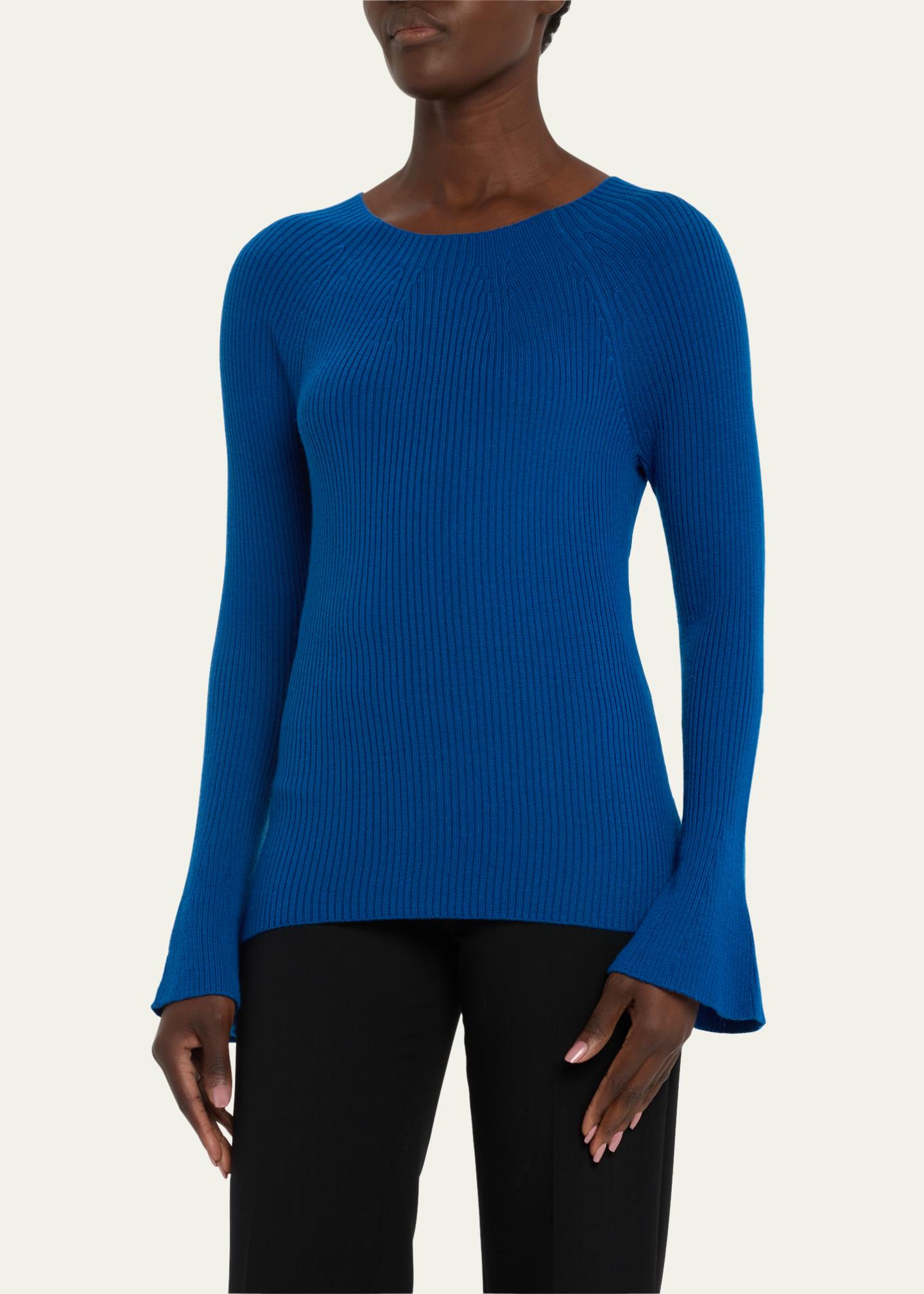 Flare Sleeve Ribbed Cardigan | Slim Button Knit Layer