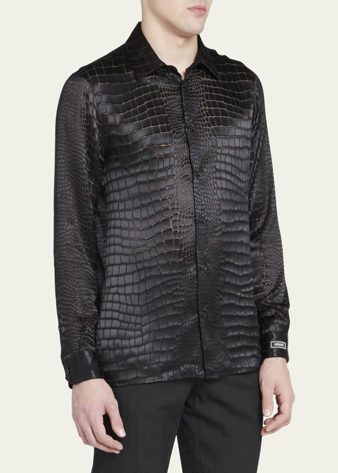 Versace Men s Alligator Devore Sport Shirt