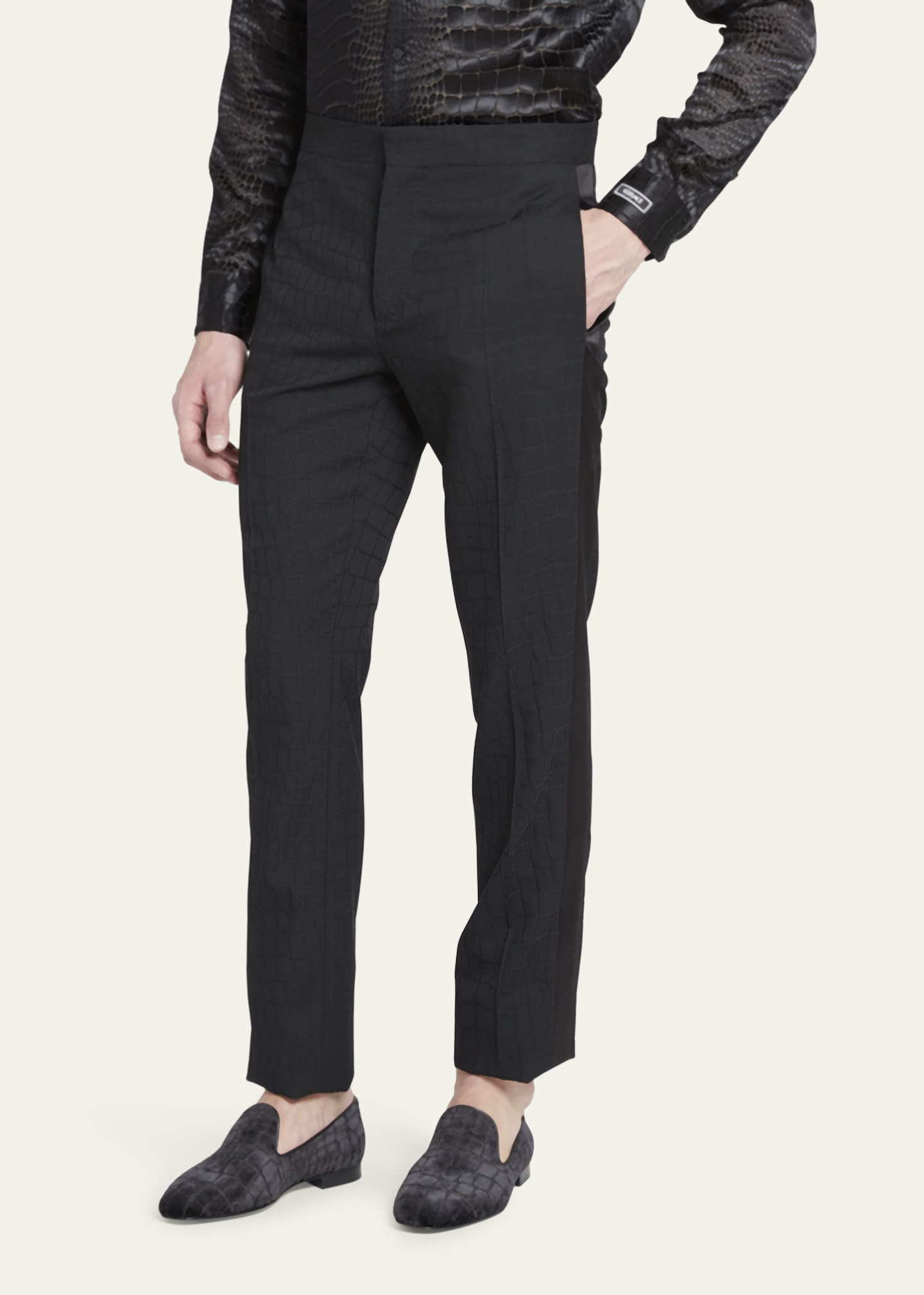 Trousers, Jacquard & Leather Trousers