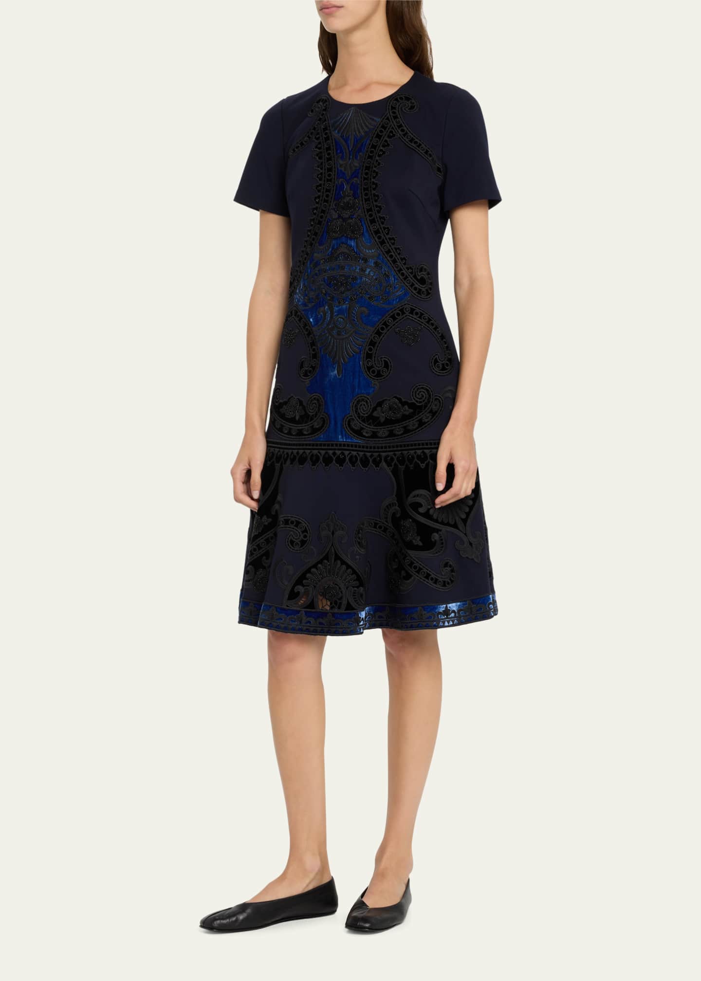 Kobi Halperin Blaine Velvet Embroidered Short-Sleeve Dress - Bergdorf ...